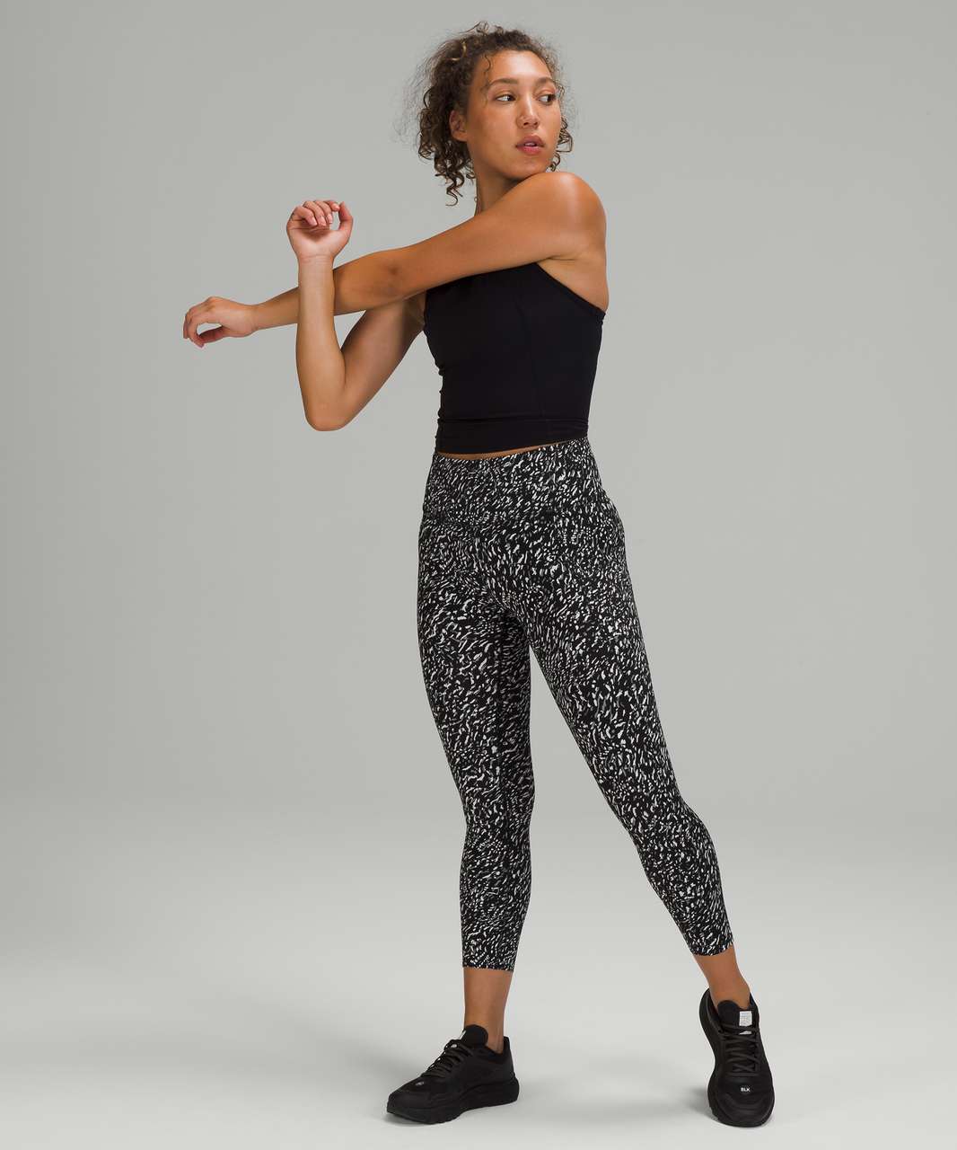 Lululemon Fast and Free High Rise Crop 23" - Speckle Trail Black Multi