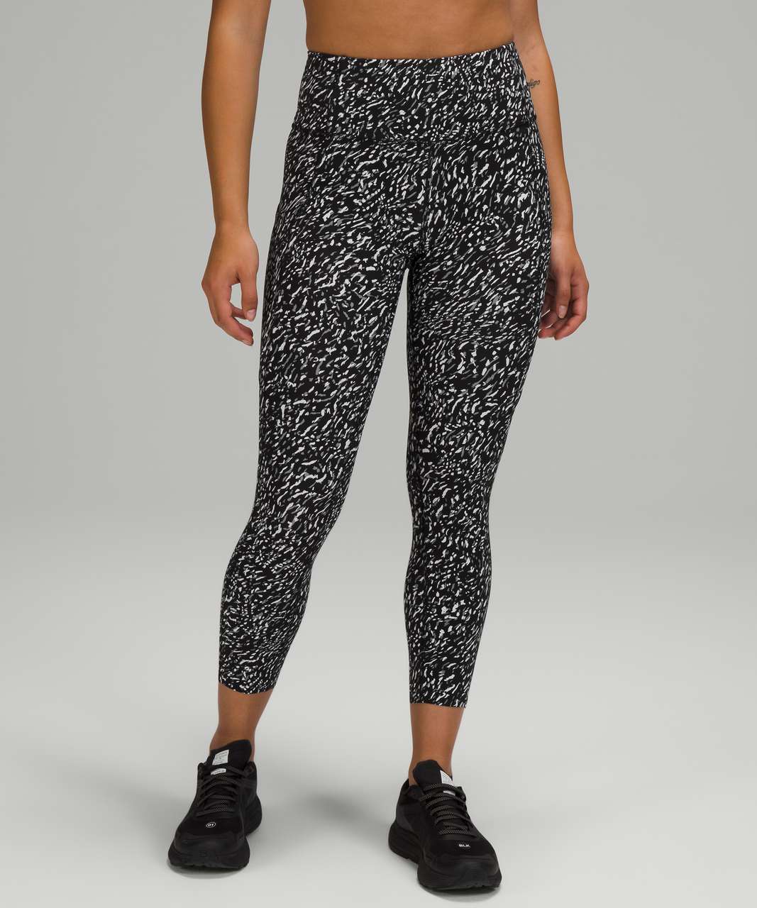 Lululemon Fast and Free High Rise Crop 23 - Speckle Trail Black Multi - lulu  fanatics