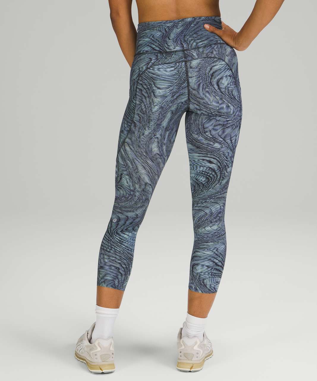 Lululemon Fast and Free High Rise Crop 23 - Dimensional Icing Blue Multi -  lulu fanatics