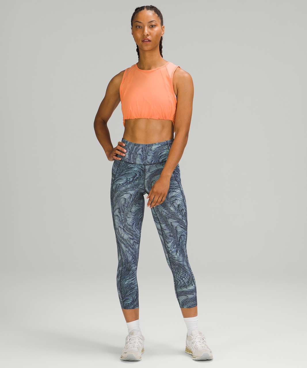 Lululemon Fast and Free High Rise Crop 23 - Dimensional Icing Blue Multi -  lulu fanatics