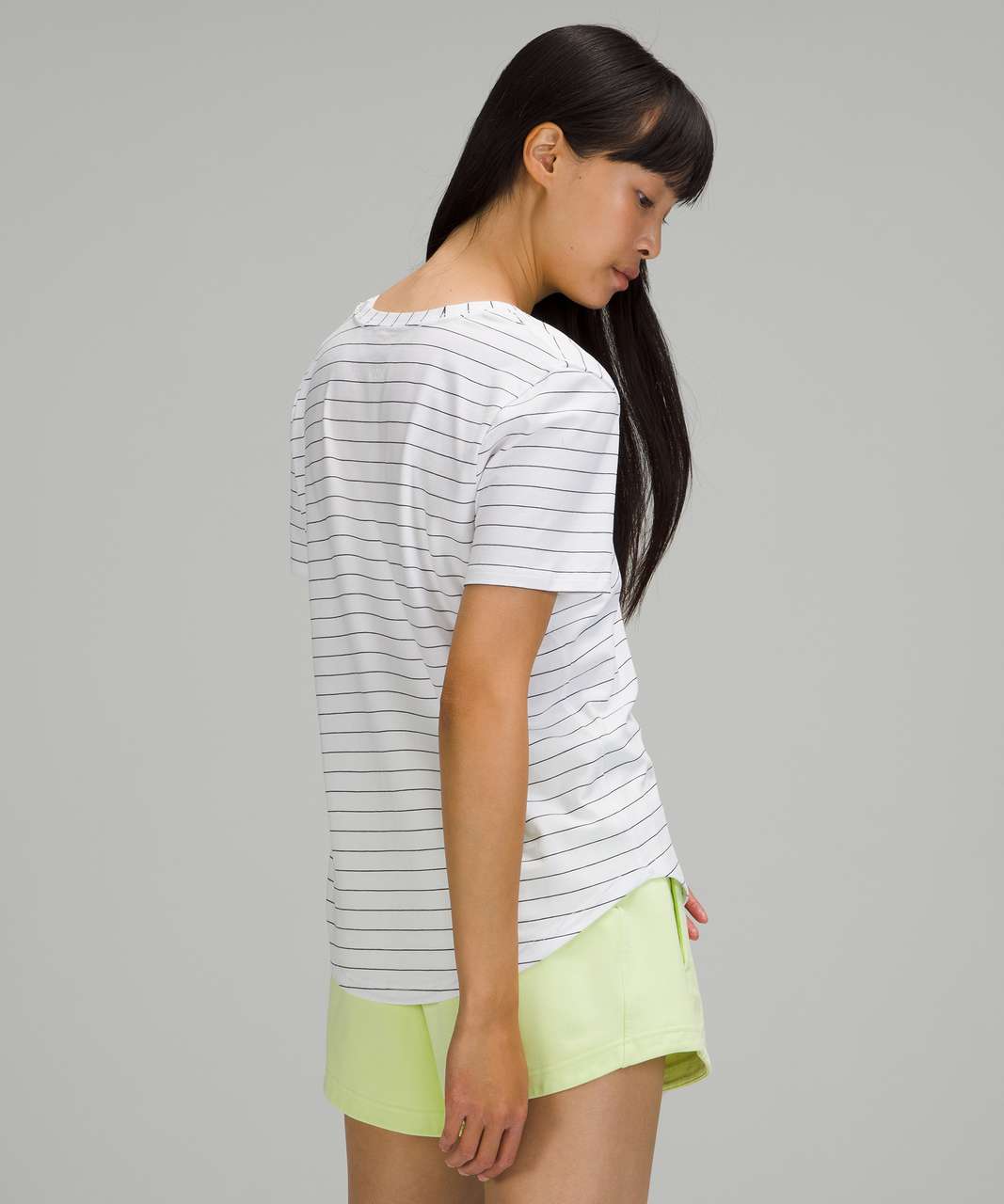 Lululemon Love Tee Short Sleeve V-Neck T-Shirt - Short Serve Stripe White Black