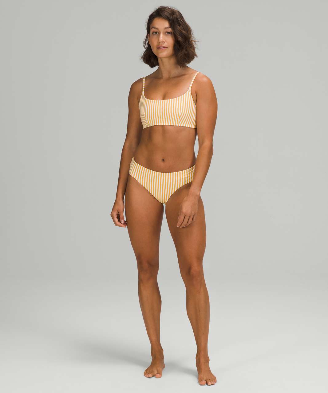 Lululemon Seersucker Swim Top *B/C Cups - Energize Stripe White Wheat Yellow