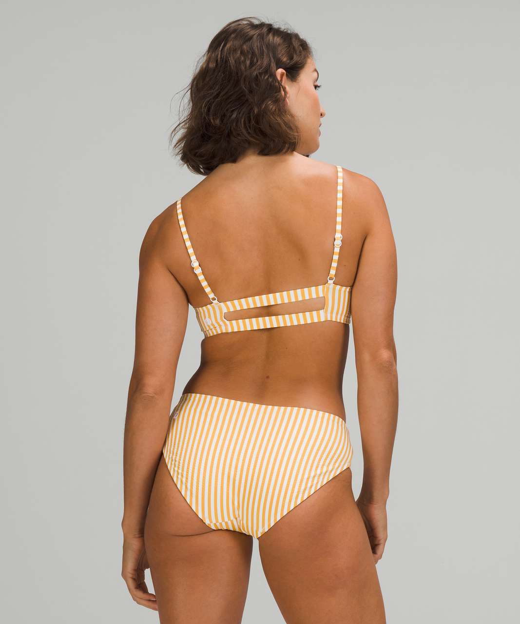 Lululemon Seersucker Swim Top *B/C Cups - Energize Stripe White Wheat Yellow