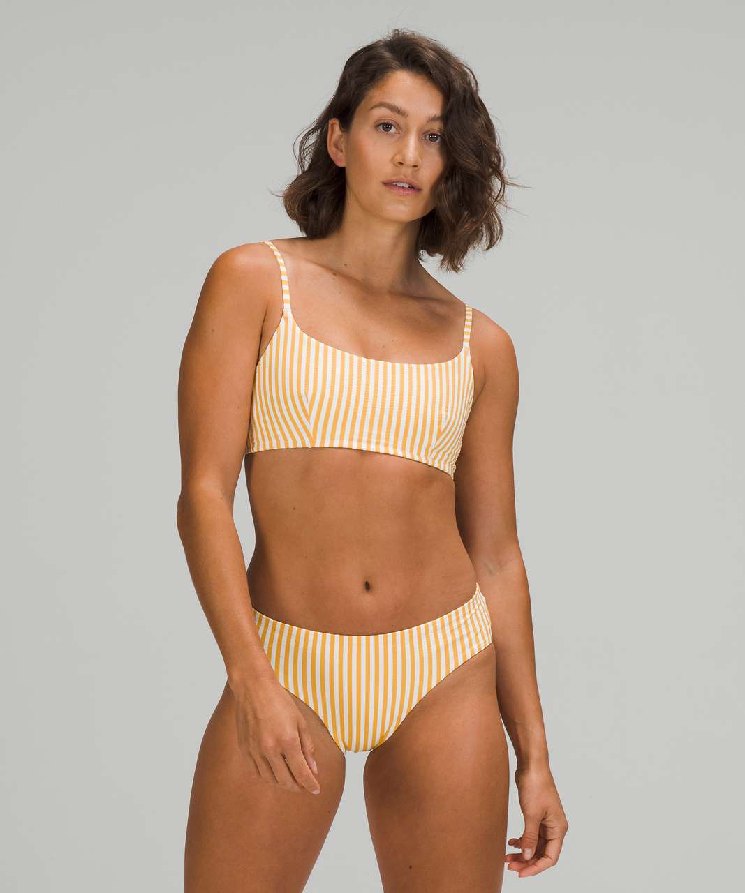 Lululemon Seersucker Swim Top *B/C Cups - Energize Stripe White Wheat Yellow