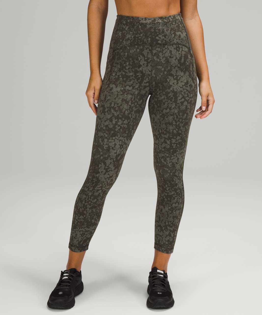 Lululemon Swift Speed High Rise Crop 23" - Speckle Spritz Jacquard Dark Olive Army Green Grey Sage