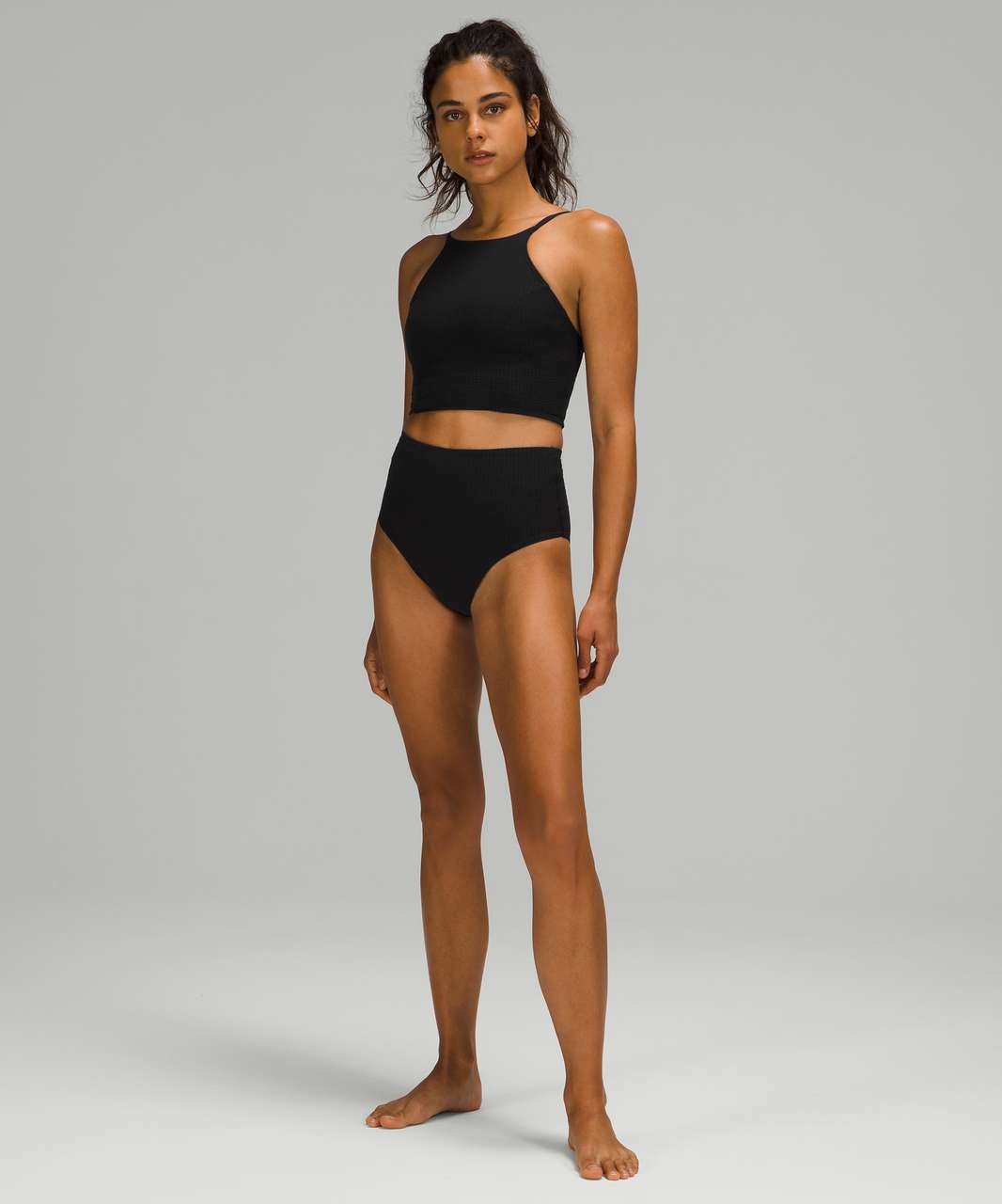 Lululemon Waterside Seersucker High Waist Skimpy Swim Bottom - Black