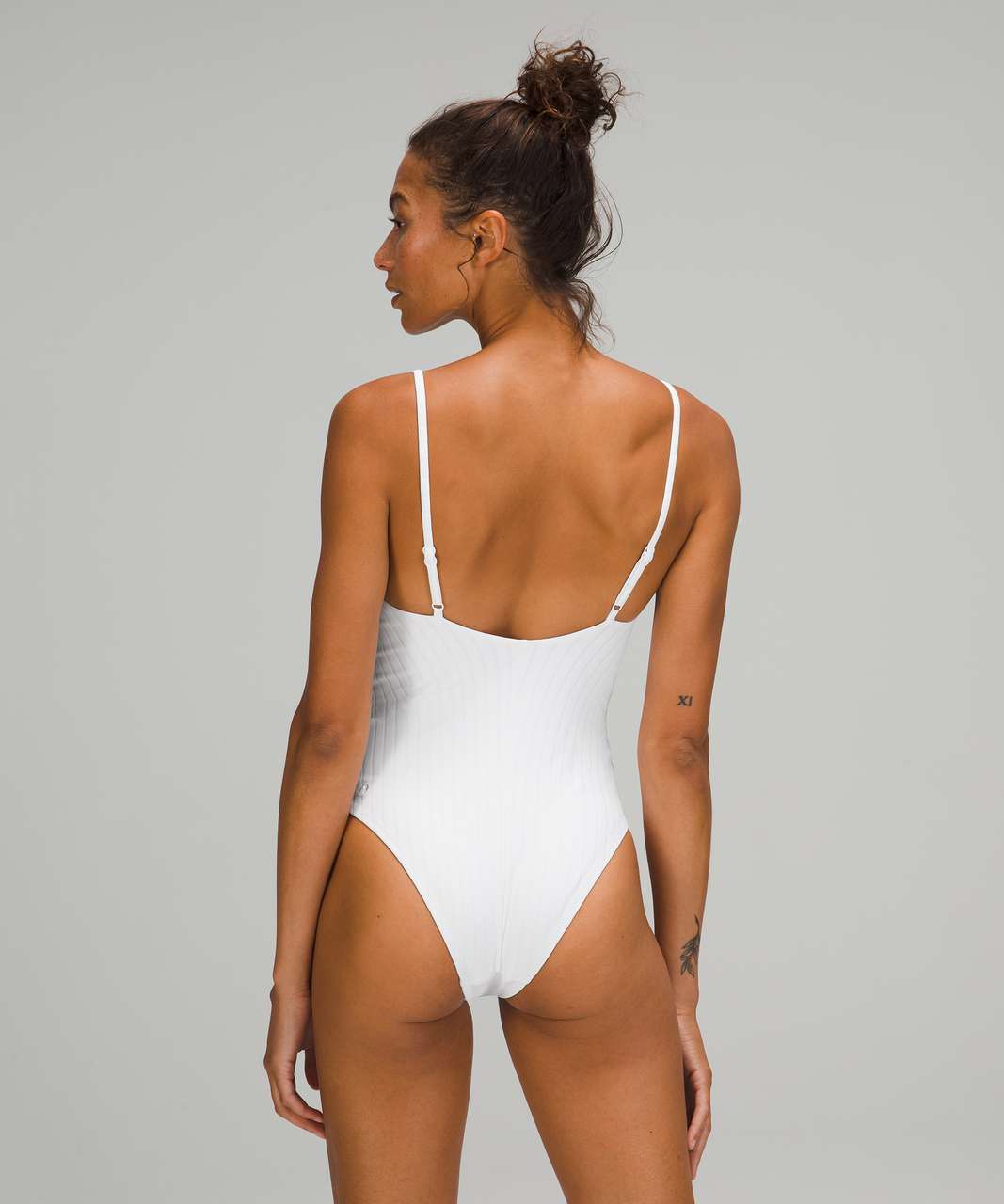 Lululemon V-Neck Ribbed One-Piece - White - lulu fanatics