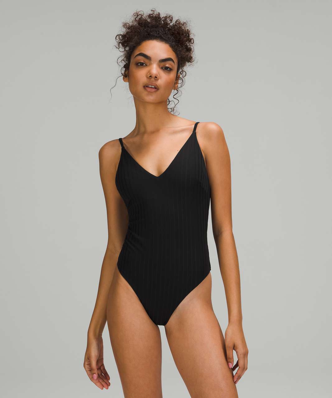 Lululemon V-Neck Ribbed One-Piece - Black - lulu fanatics