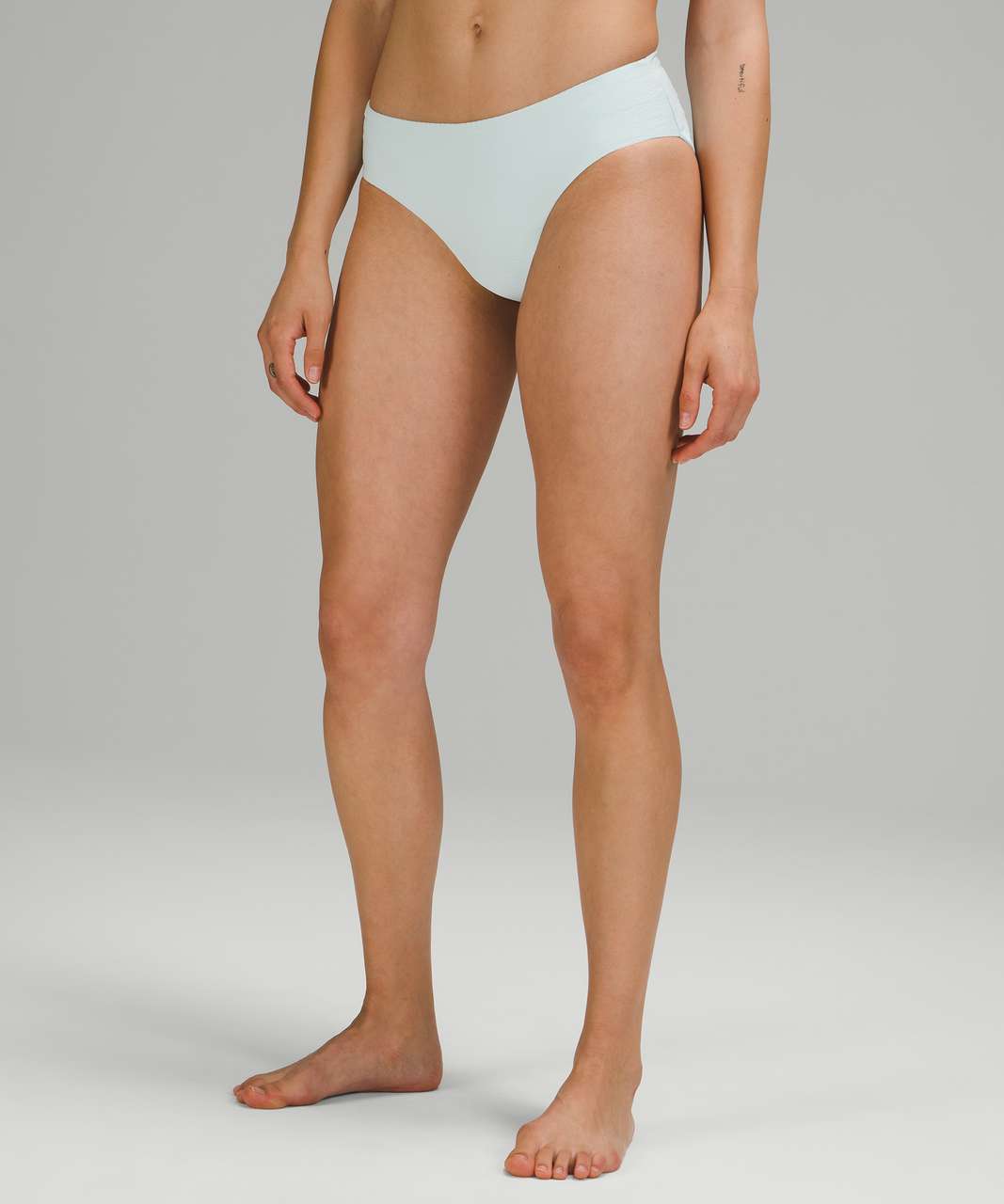 Lululemon Waterside Seersucker Mid Rise Medium Swim Bottom - Sheer Blue