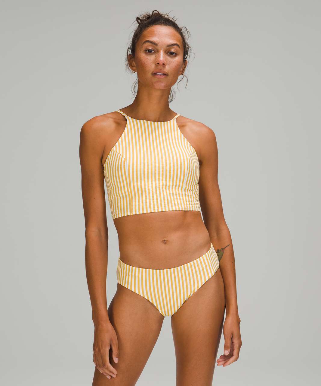 Lululemon Seersucker Swim Top B/C Cups Skimpy Mid Rise Bottom XS