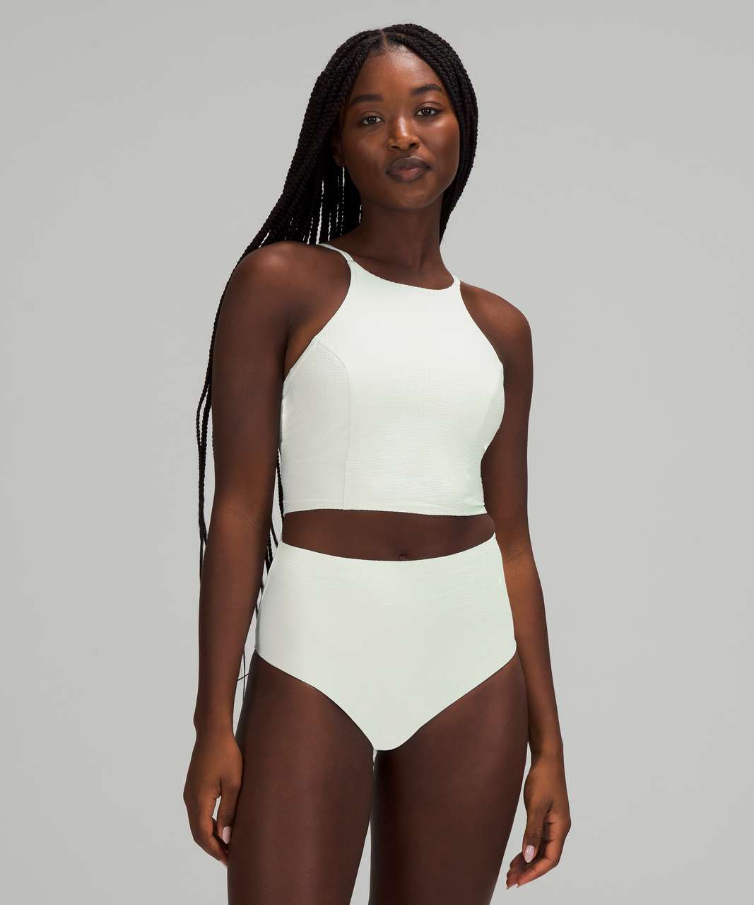 Lululemon Seersucker Swim Top B/C Cups Skimpy Mid Rise Bottom XS