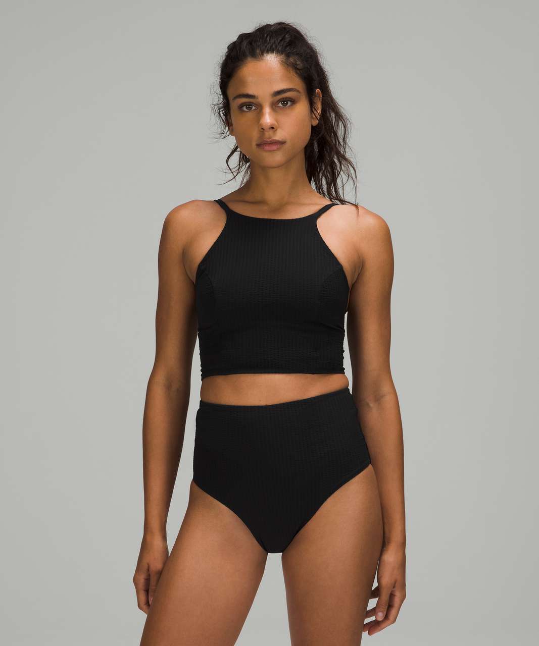 Buy Lululemon Waterside Seersucker High Waist Skimpy Swim Bottom - Black At  42% Off