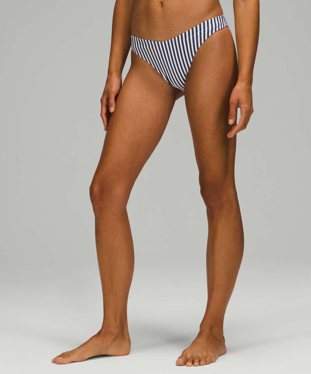 Lululemon Seersucker Skimpy Mid Rise Swim Bottom - Energize Stripe White Blue Hail