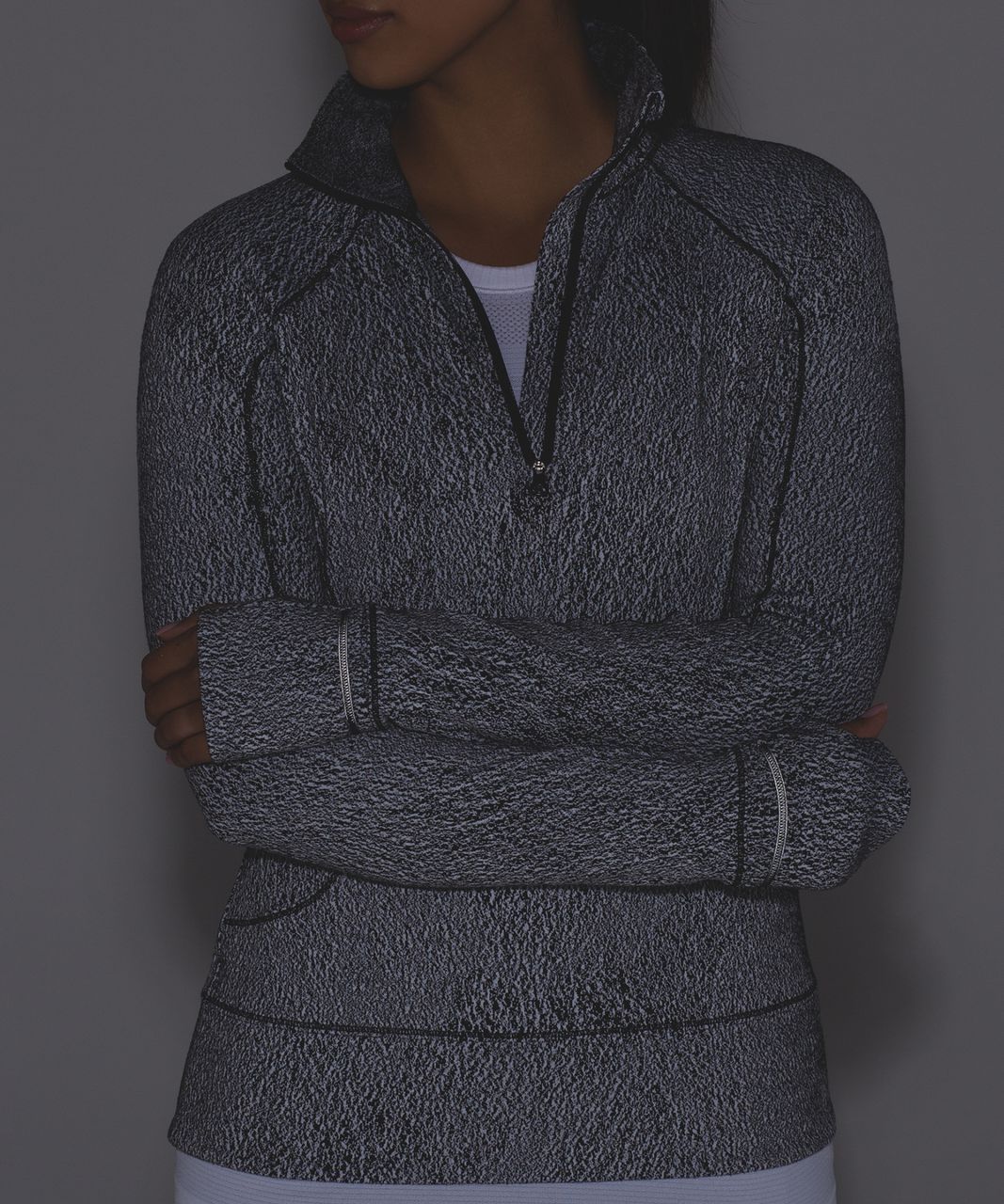 Lululemon Rush Hour 1/2 Zip - Running Luon Spray Jacquard White Black