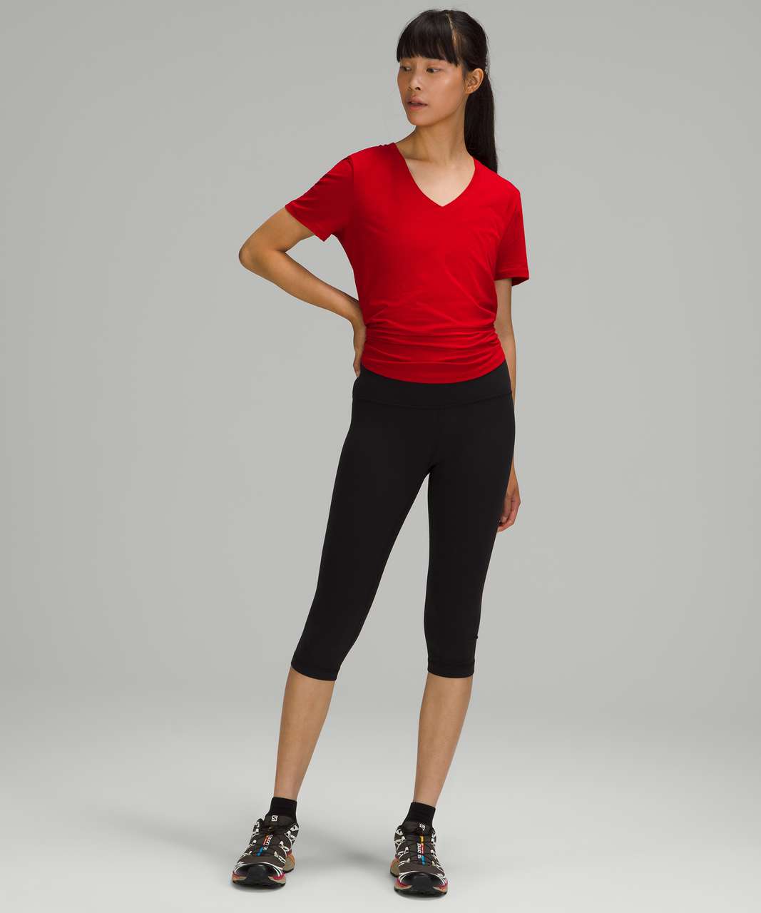 Lululemon Love Tee Short Sleeve V-Neck T-Shirt - Dark Red