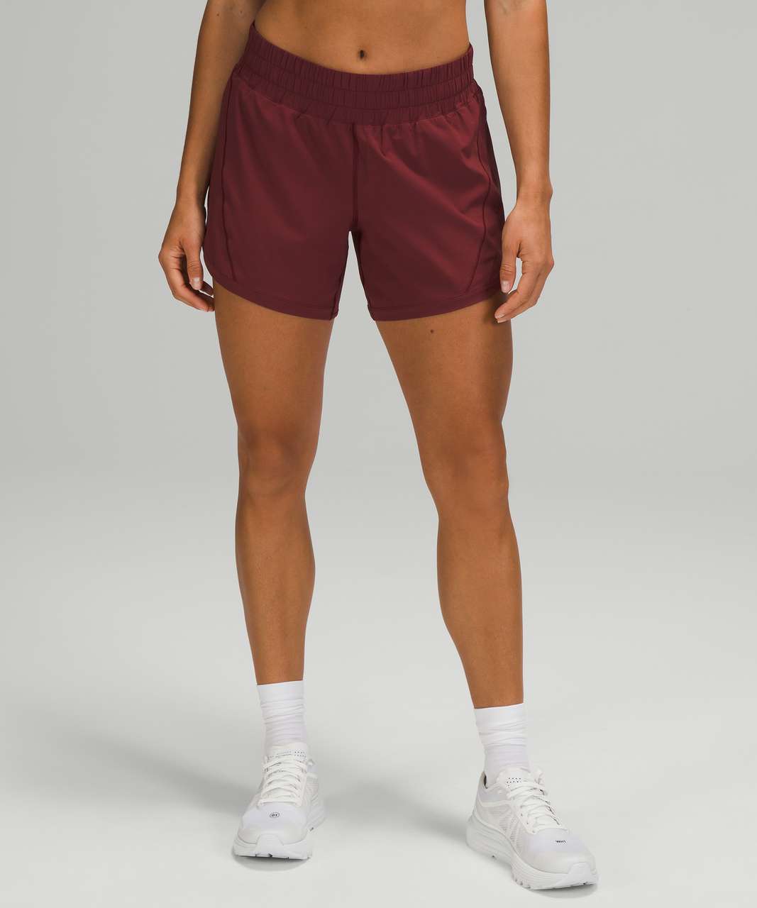 Lululemon Track That Mid-Rise Lined Short 5" - Red Merlot