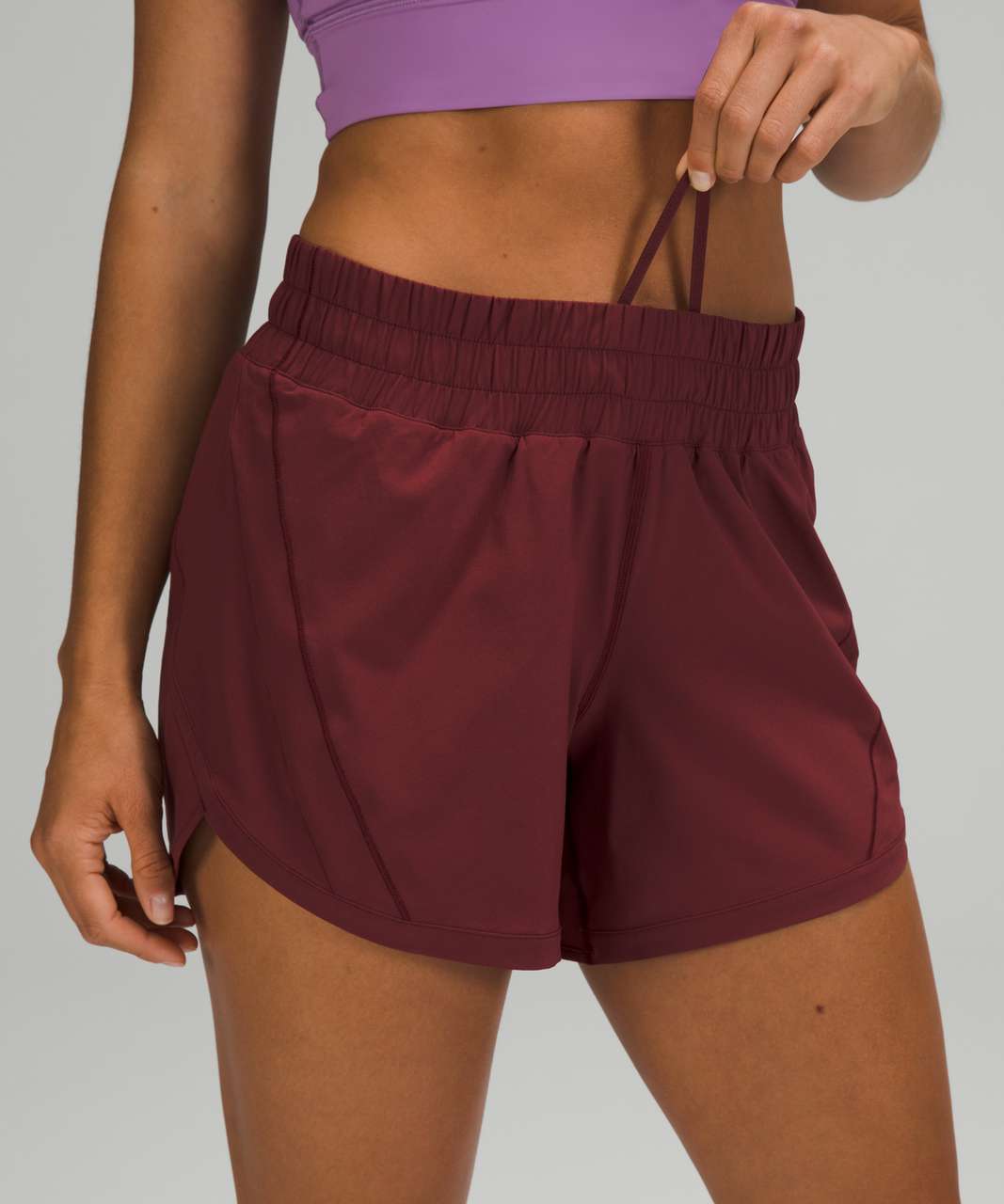 Lululemon Track That Mid-Rise Lined Short 5" - Red Merlot