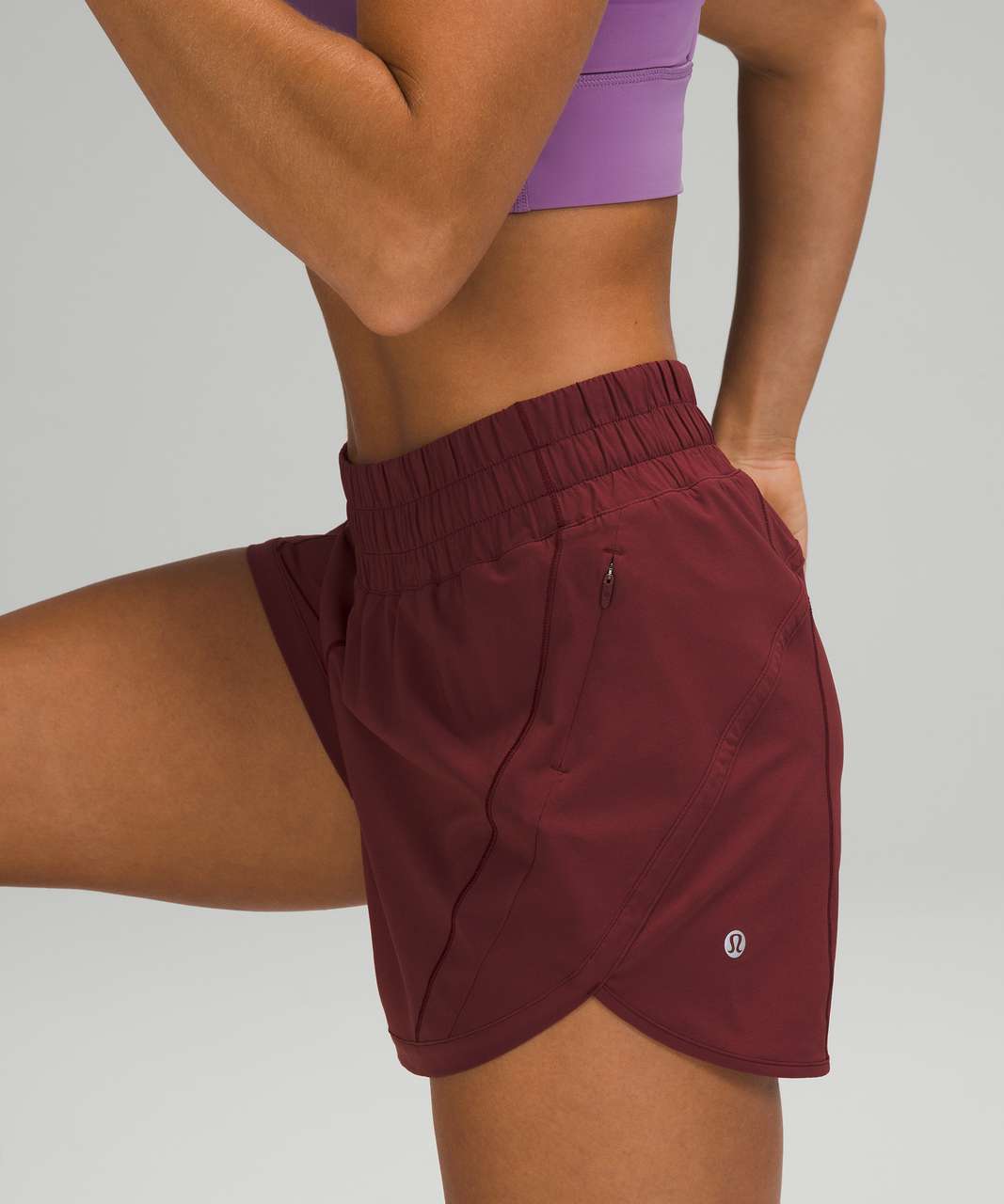 Lululemon Track That Mid-Rise Lined Short 5 - Red Merlot - lulu fanatics