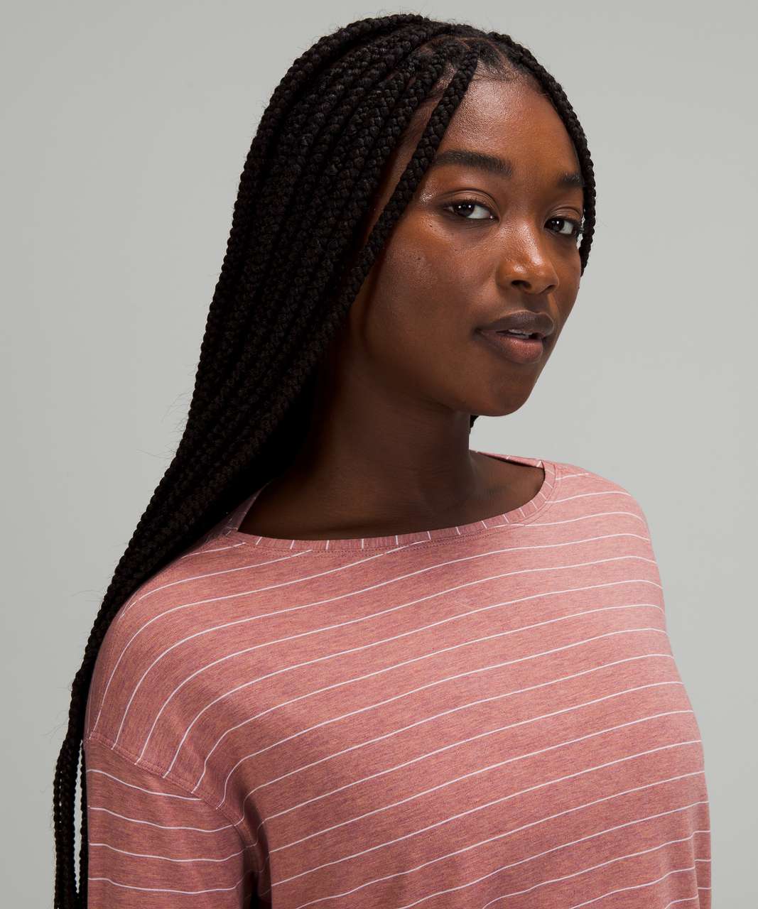 Lululemon Back In Action Long-sleeve Shirt - Short Serve Stripe Heathered  Spiced Chai White