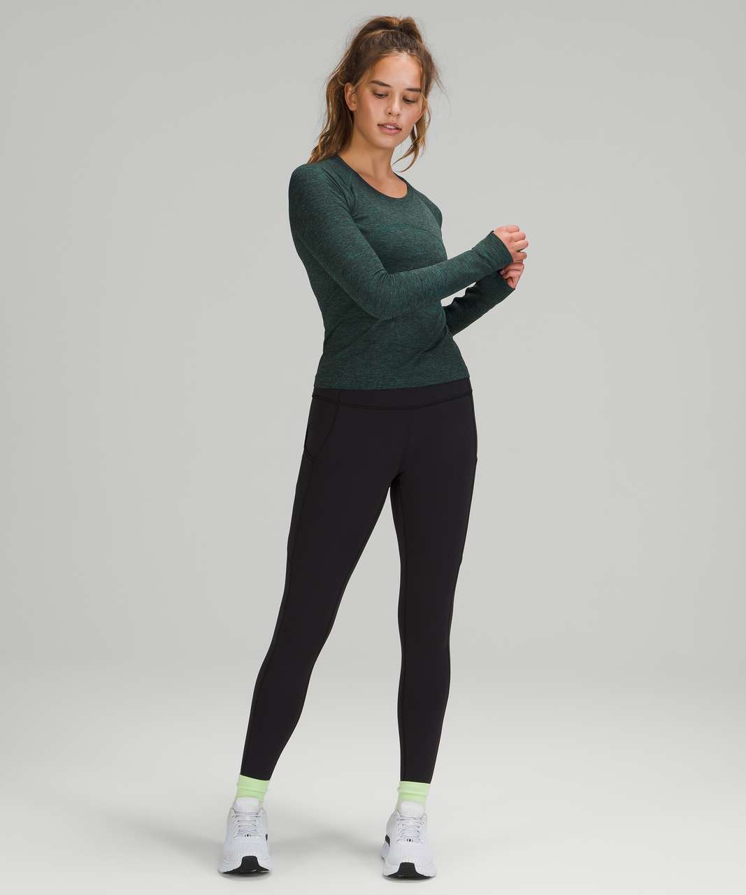 Lululemon Swiftly Relaxed Half Zip - Green Jasper / Oceanic - lulu fanatics