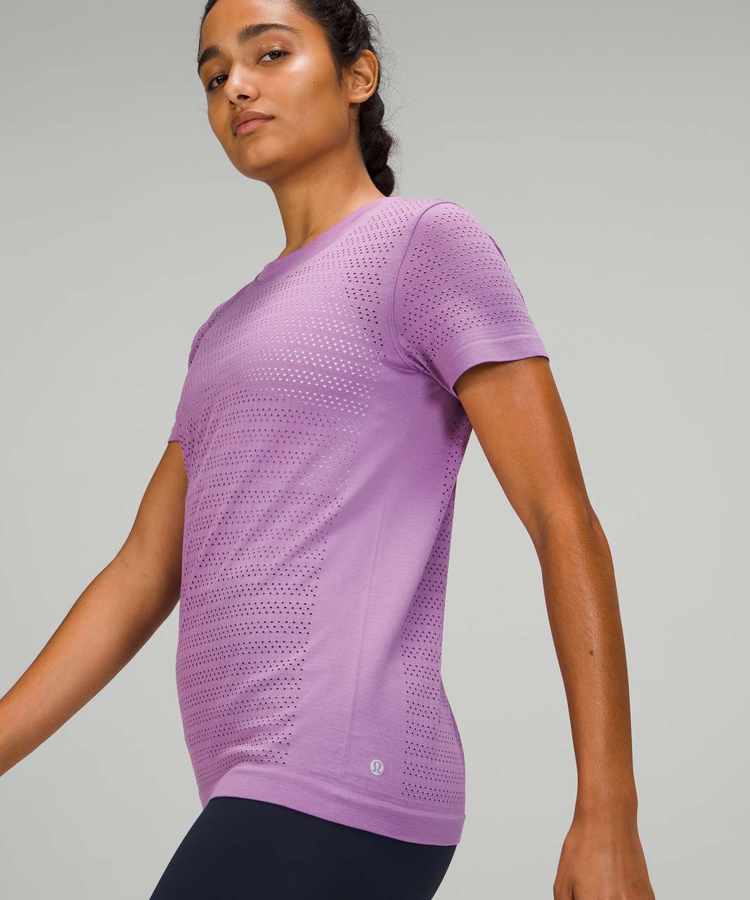 Lululemon Shibori Stripe Wisteria Purple Swiftly Tech Short Sleeve