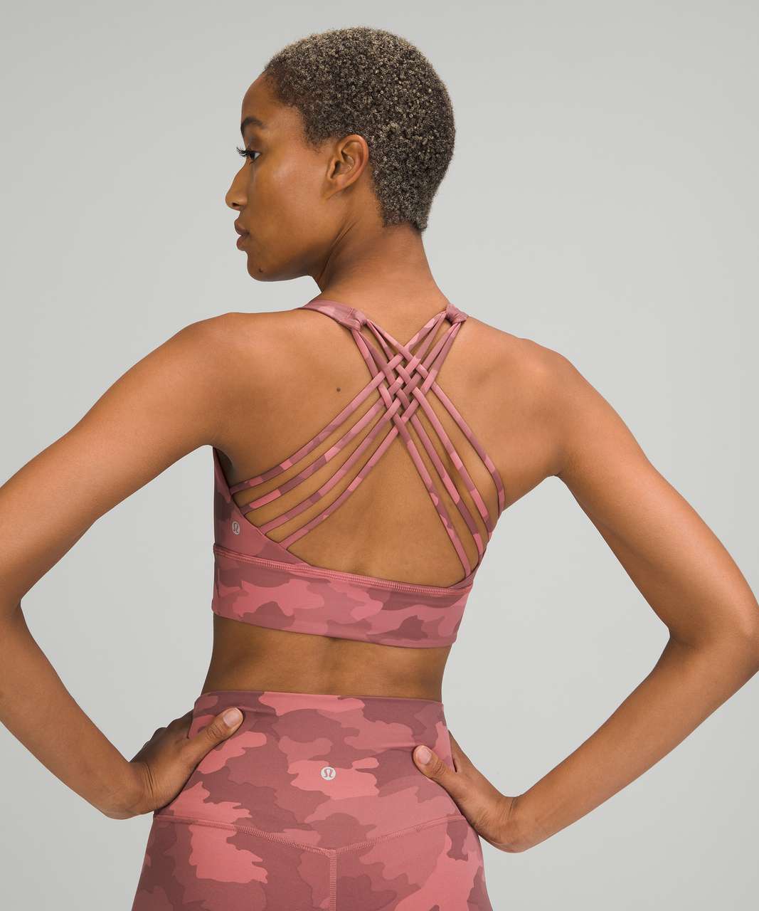 Lululemon Free to Be Long-Line Bra - Wild *Light Support, A/B Cups - Heritage 365 Camo Brier Rose Multi