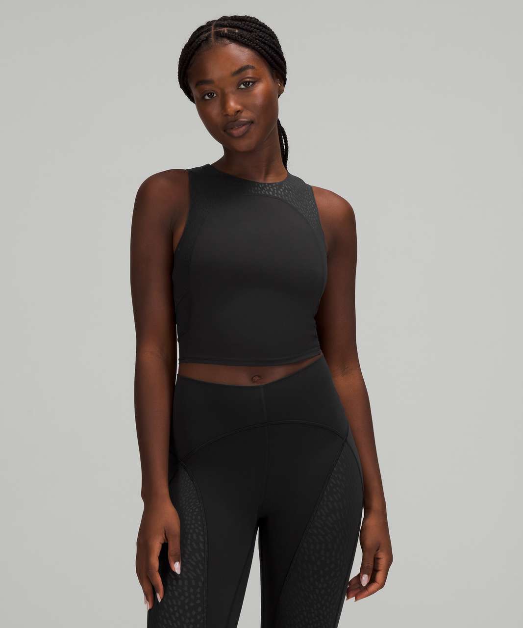 Lululemon Nulu and Mesh Yoga Tank Top - Jewel Emboss Black / Black