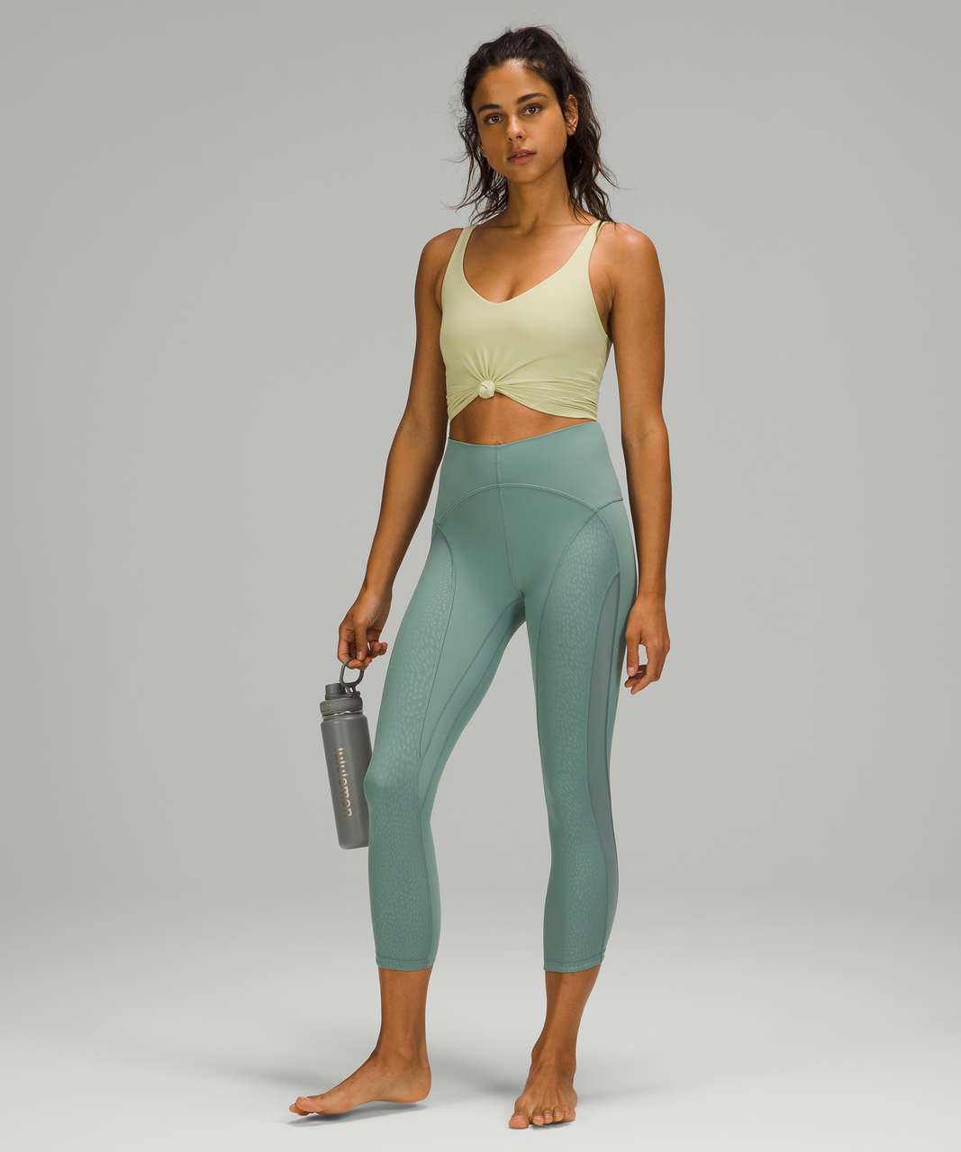 Lululemon Nulu and Mesh Mid-Rise Yoga Crop 23" - Tidewater Teal