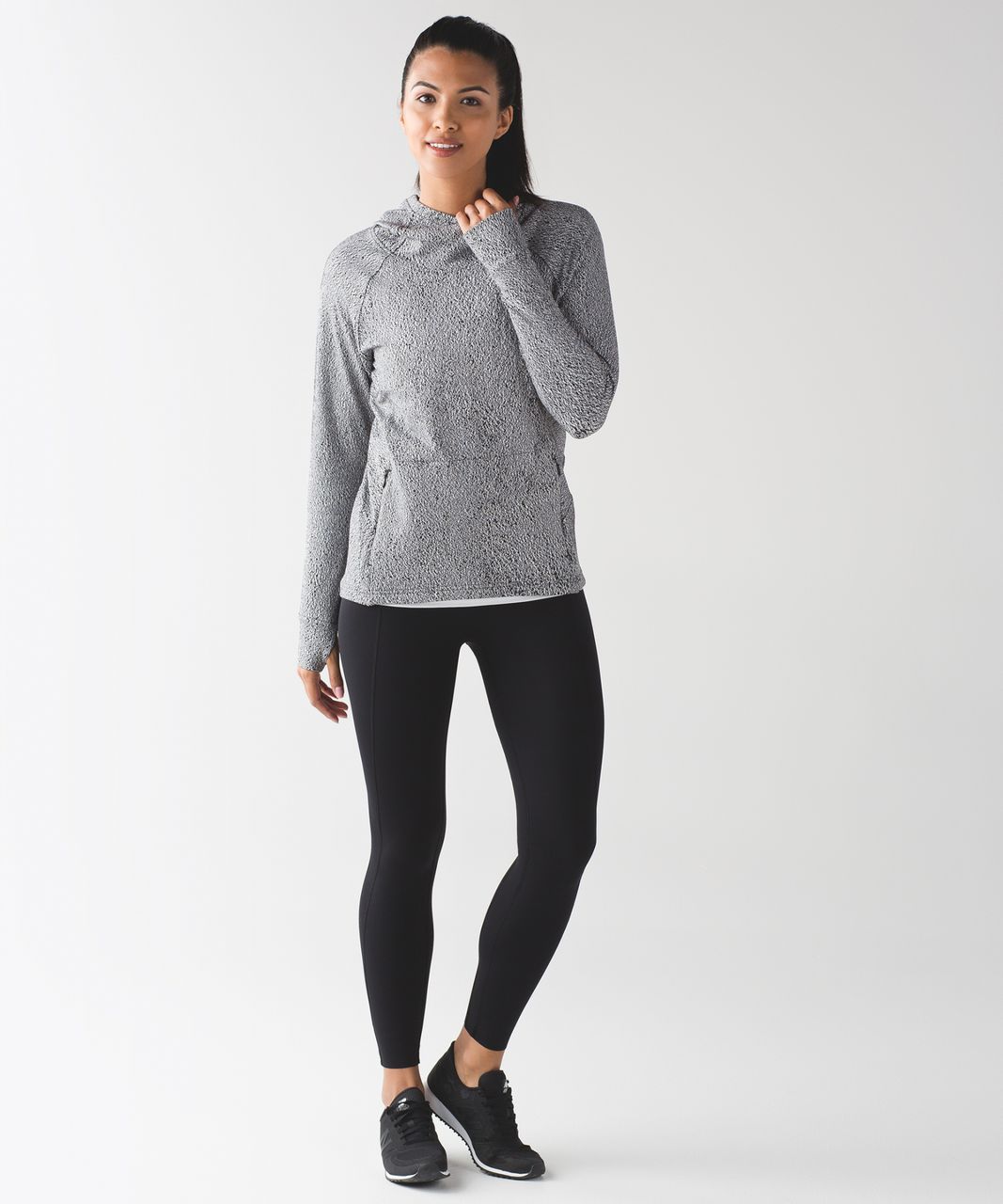 Lululemon Ready To Rulu Hoodie - Running Luon Spray Jacquard White Black