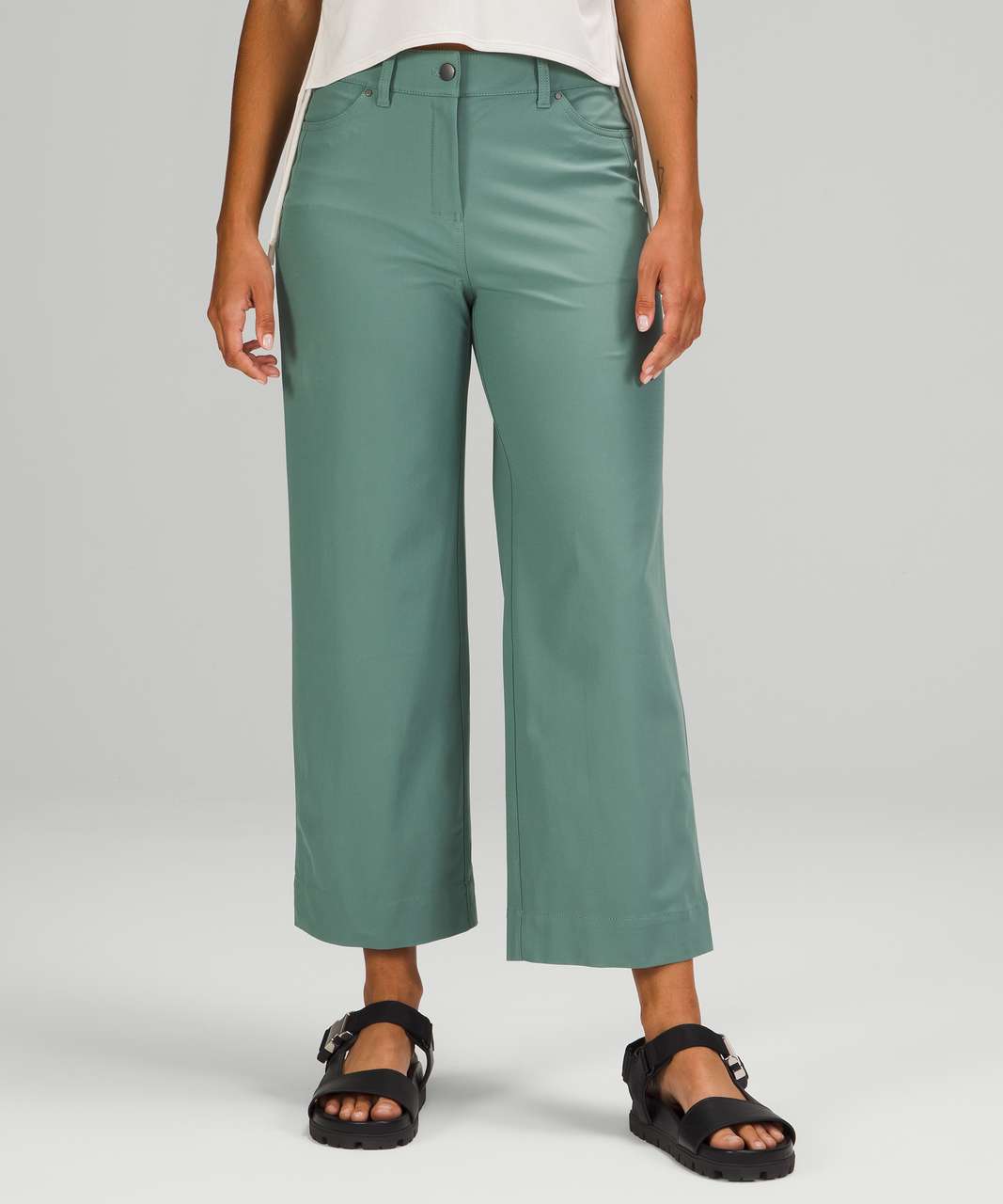 Lululemon City Sleek 5 Pocket Wide-Leg High Rise 7/8 Length Pant -  Tidewater Teal - lulu fanatics