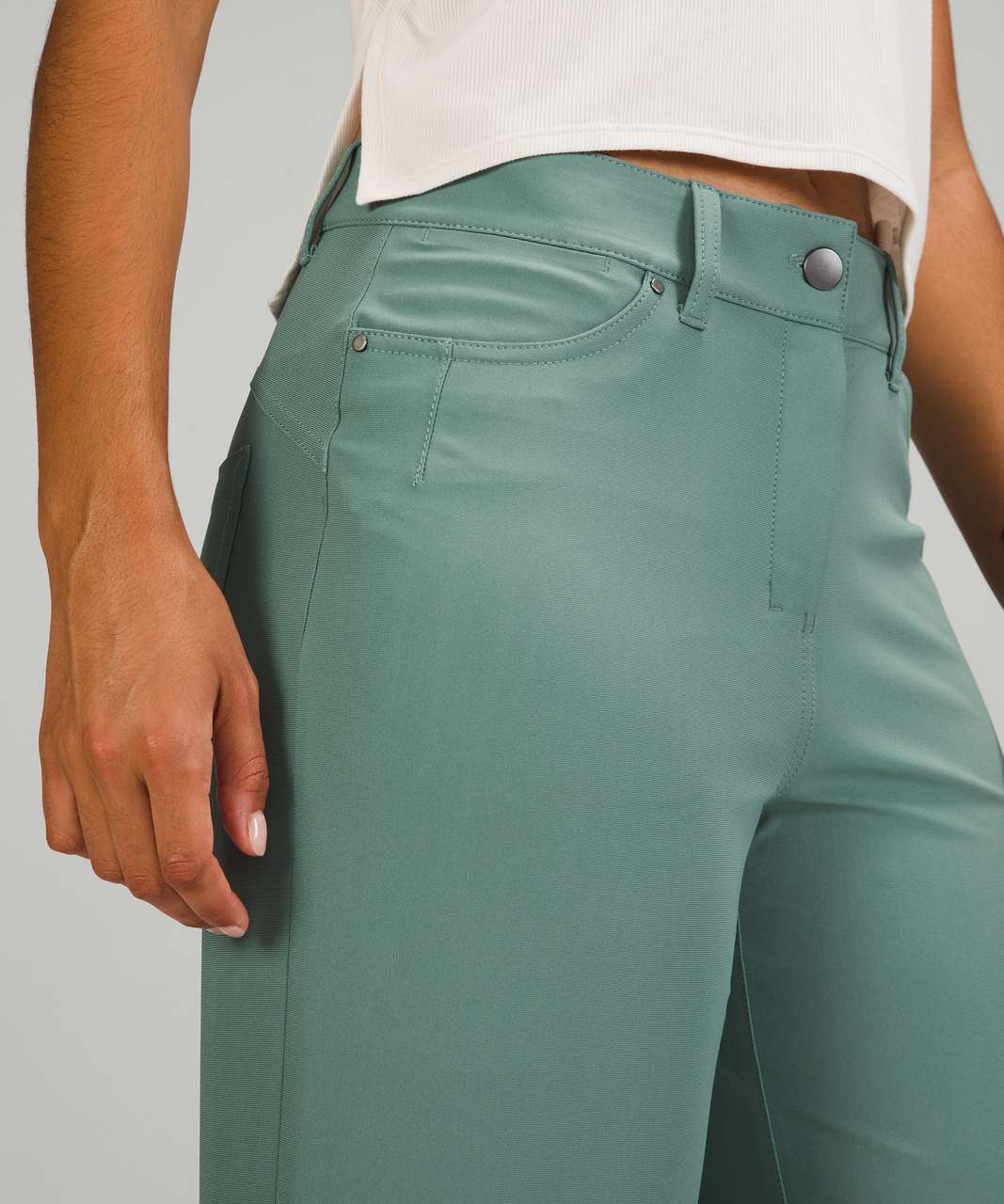 City sleek 5 pocket pant 7/8 on a TALL gal. Honestly the comfort and fit of  these pants is worth them being too short. : r/lululemon