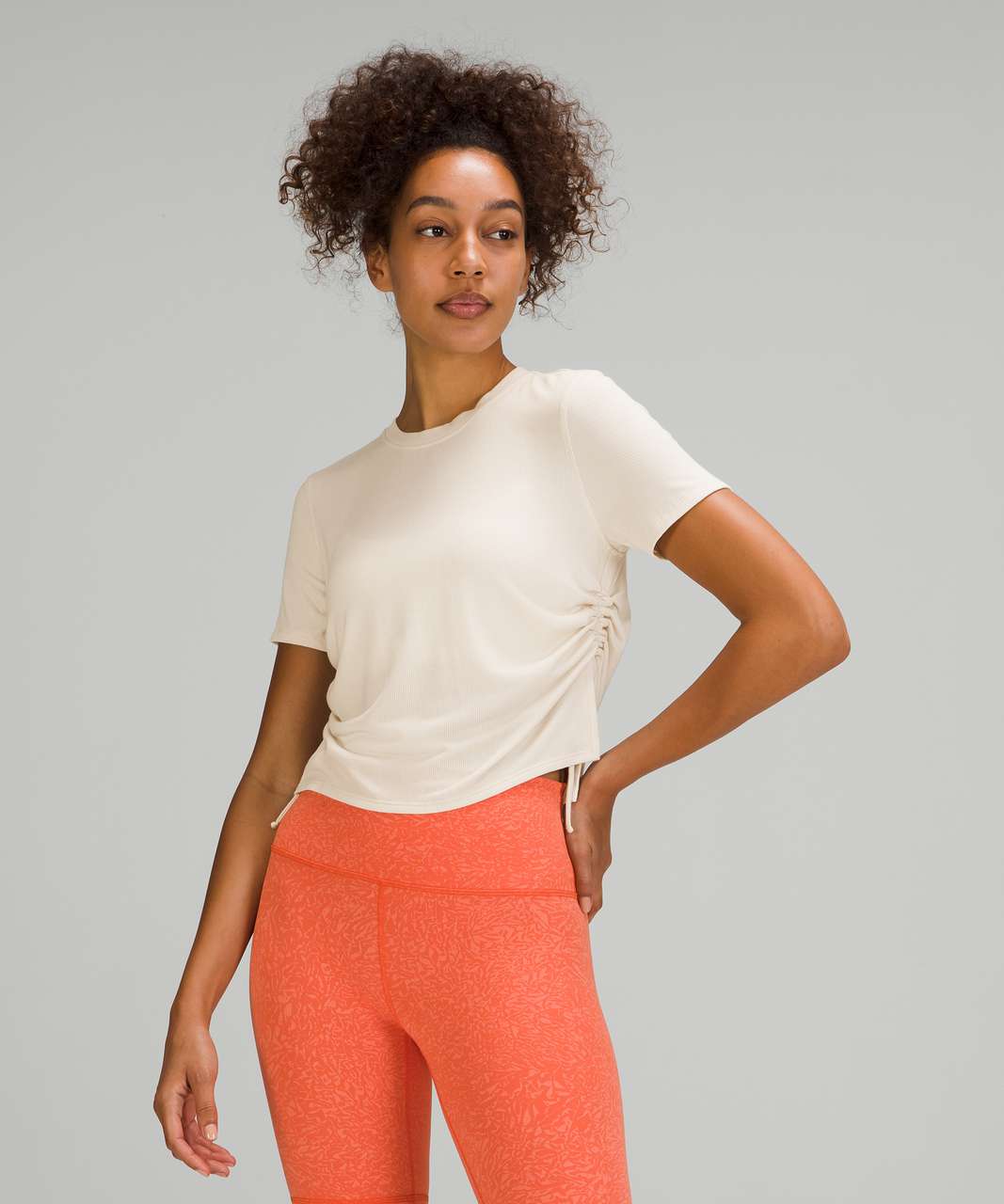 Lululemon Side Cinch Ribbed T-Shirt - White Opal - lulu fanatics