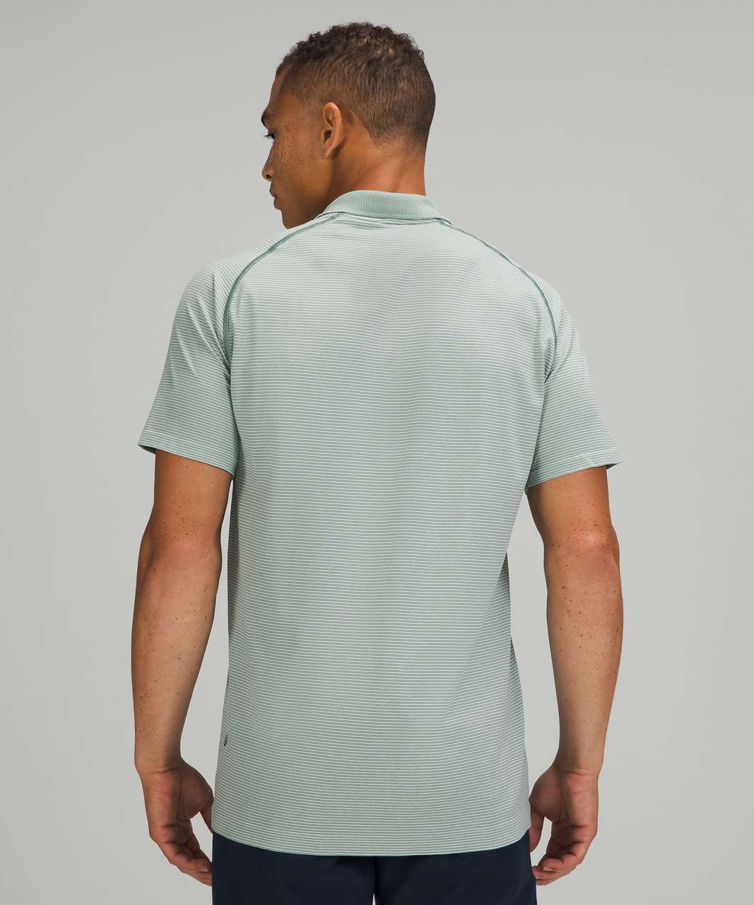 Lululemon Metal Vent Tech Polo 2.0 - Spandex Stripe White / Tidewater Teal  - lulu fanatics