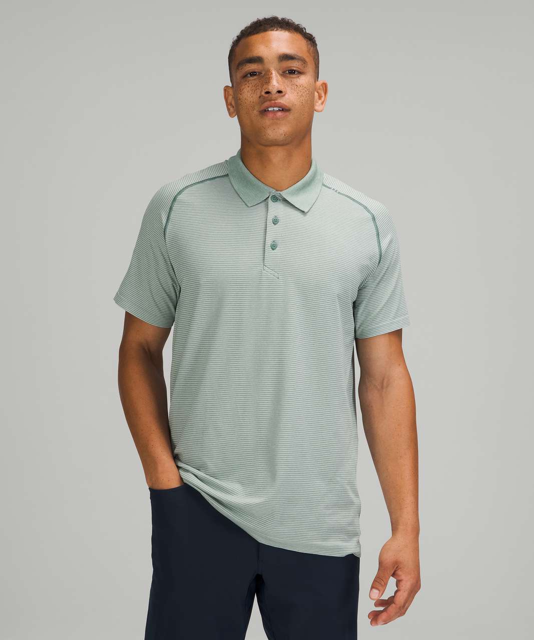 Lululemon Polo Shirts Online Factory Sale - Delicate Mint / Everglade Green  Mens Metal Vent Tech Polo 2.0