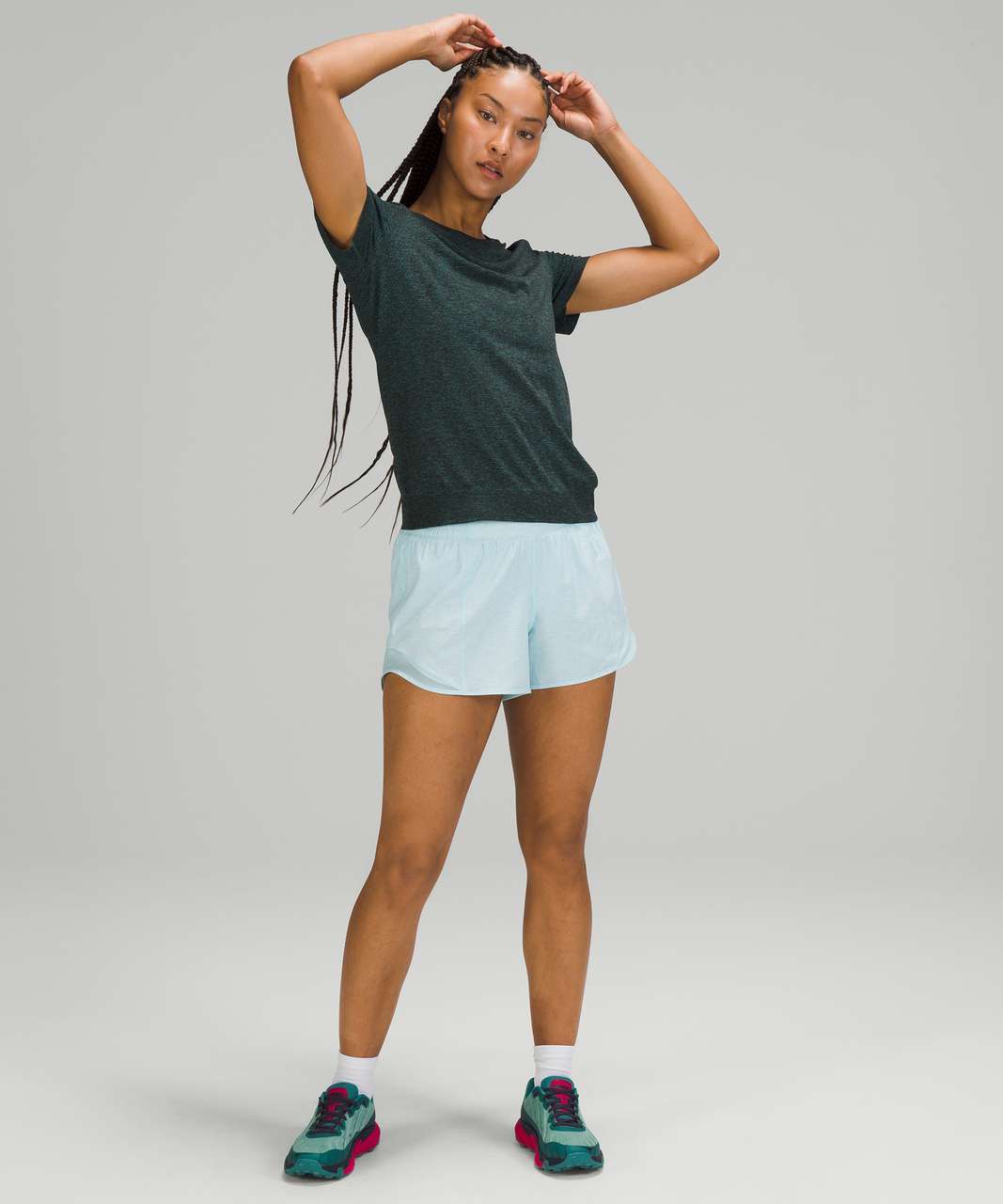 Lululemon Swiftly Breathe Short Sleeve - Teal Lagoon / Black - lulu ...