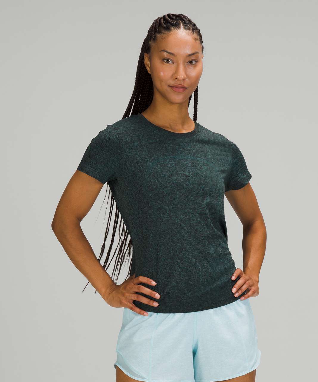 NWT Lululemon Swiftly Breathe Short Sleeve Size 0 Water Drop/Night