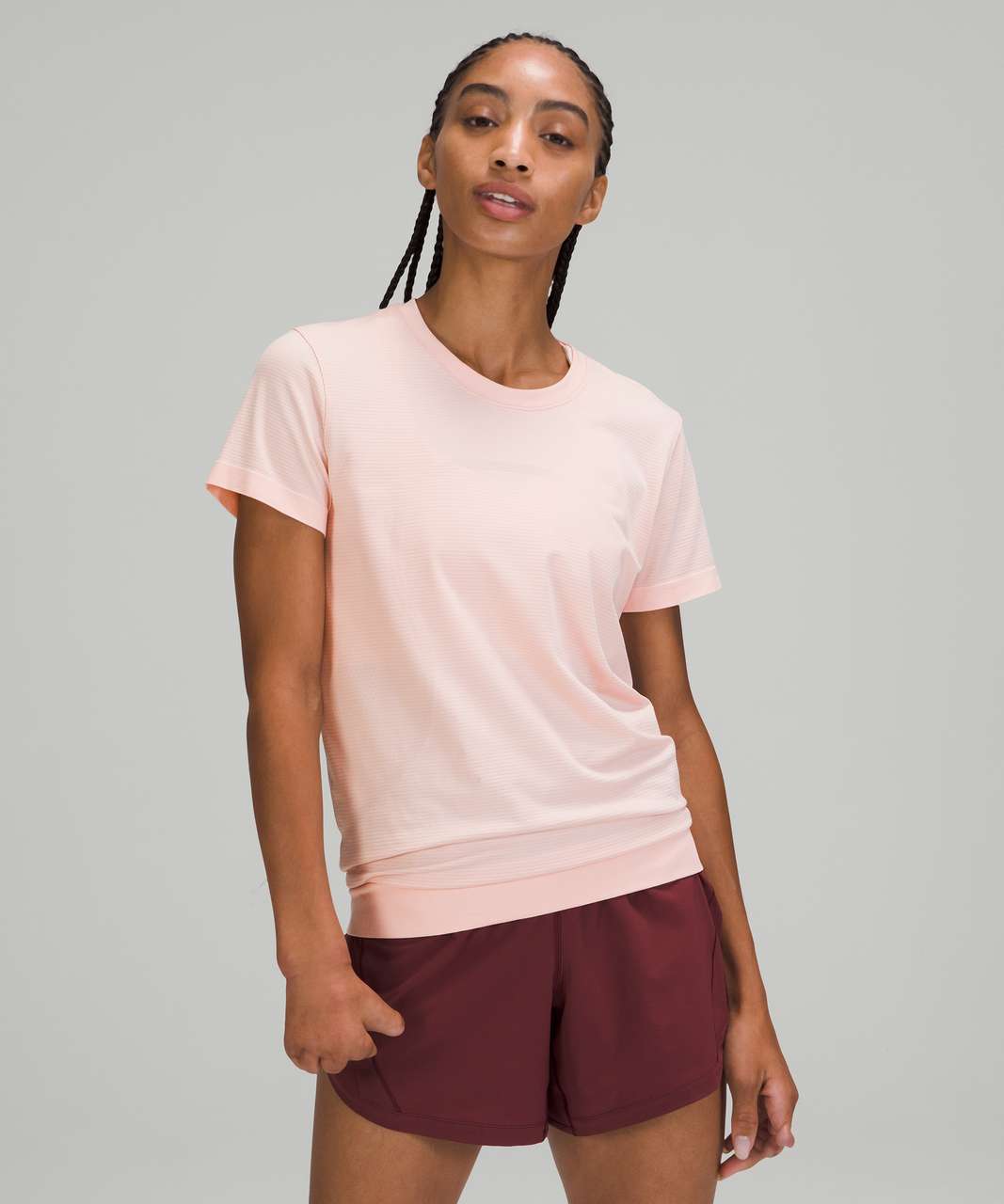 Lululemon Swiftly Breathe Short Sleeve - Pink Mist / Pink Mist - lulu  fanatics