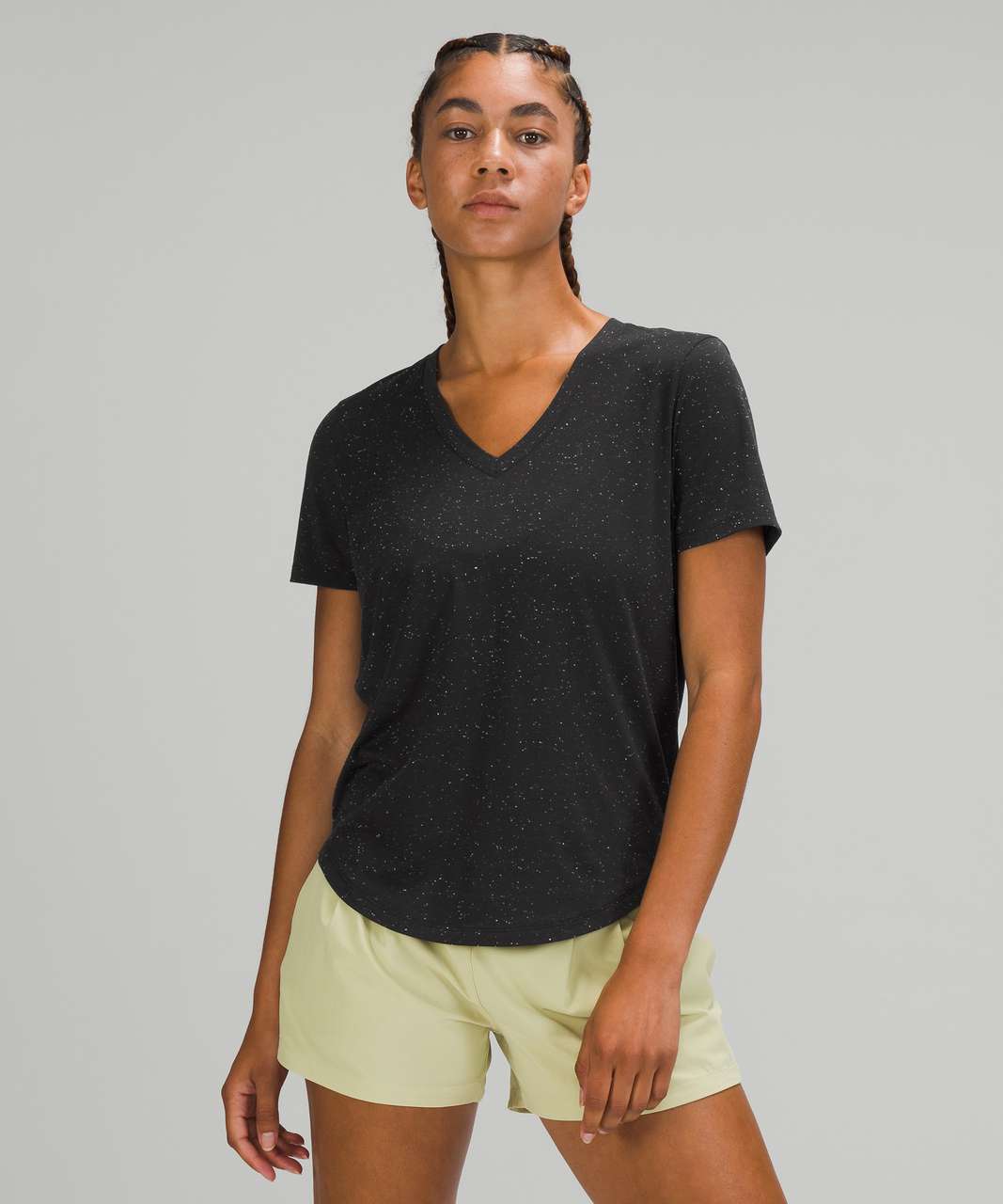 Lululemon Love Tee Short Sleeve V-Neck T-Shirt *Slub - Black / White