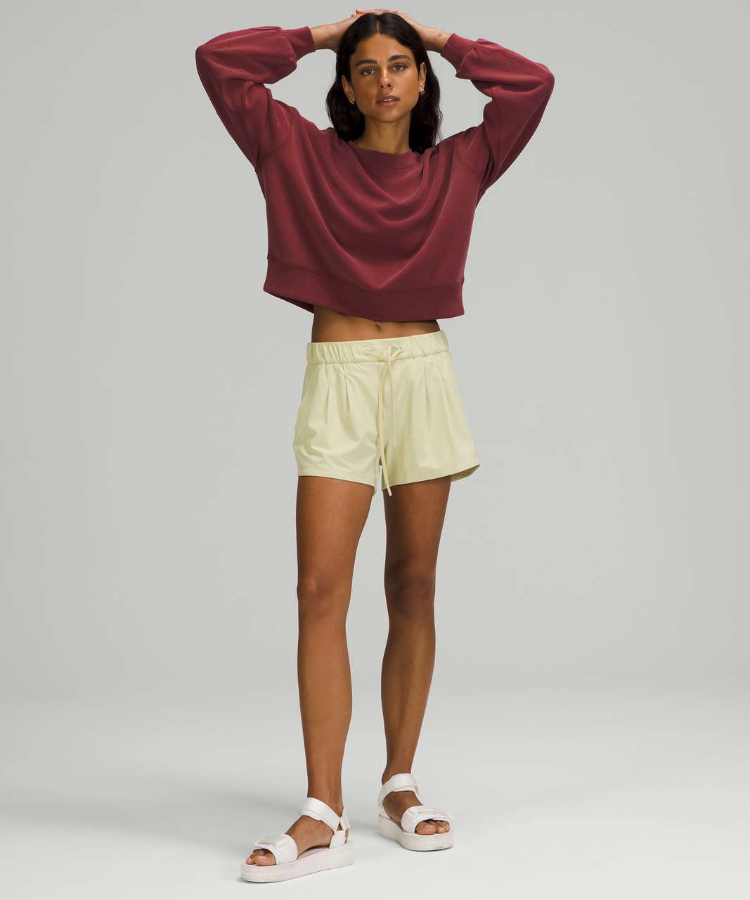 Lululemon Perfectly Oversized Cropped Crew *Softstreme - Red Merlot