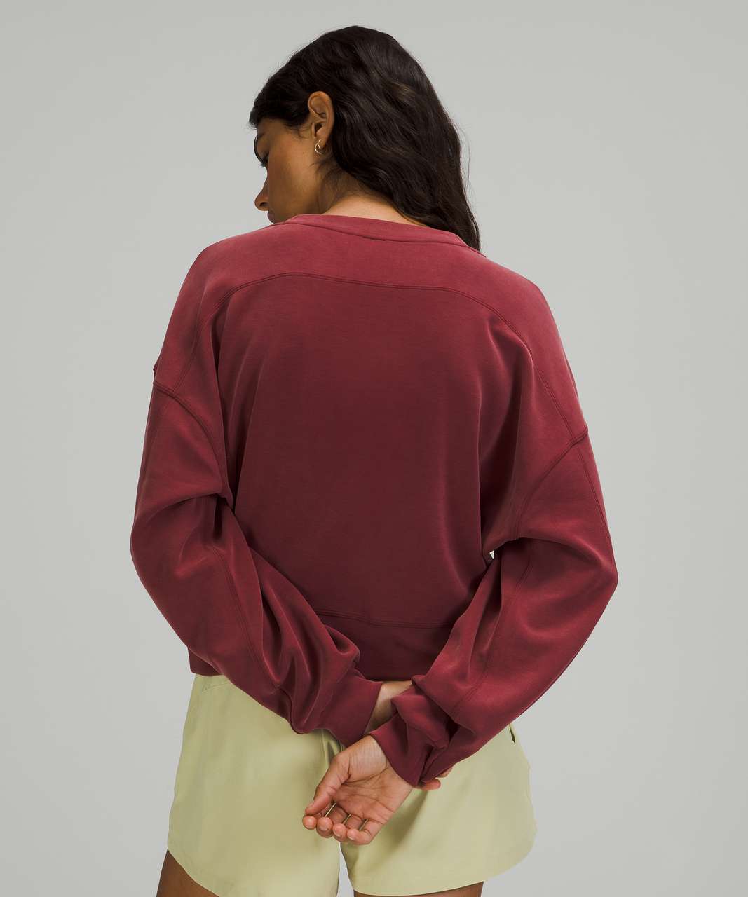 Lululemon Perfectly Oversized Cropped Crew *Softstreme - Red Merlot