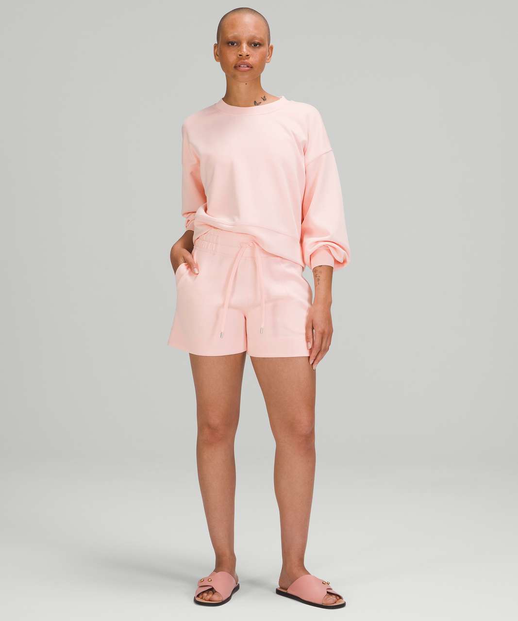 Lululemon Perfectly Oversized Cropped Crew *Softstreme - Pink Mist