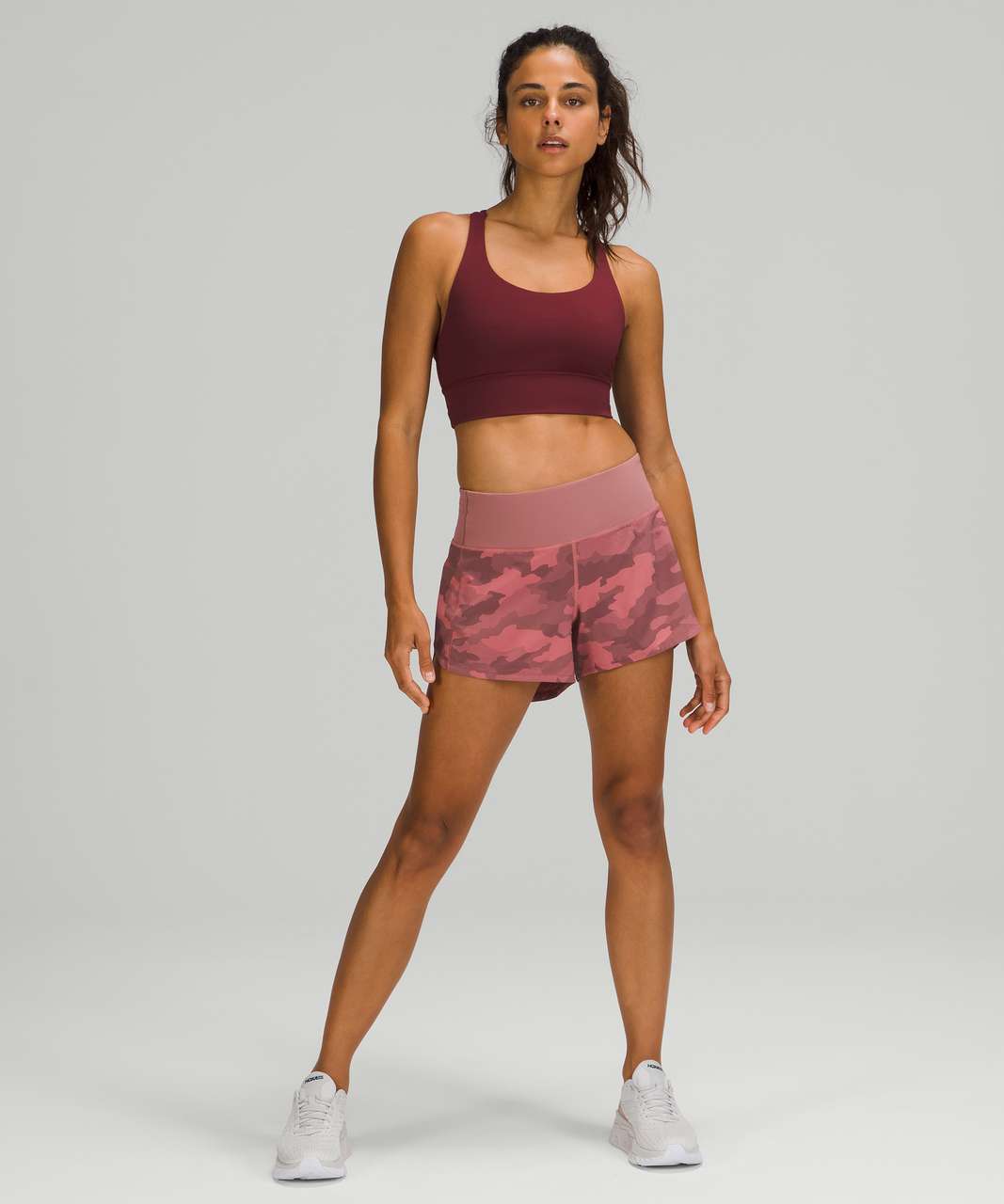 Lululemon Speed Up Mid-Rise Short 4" - Heritage 365 Camo Brier Rose Multi / Spiced Chai