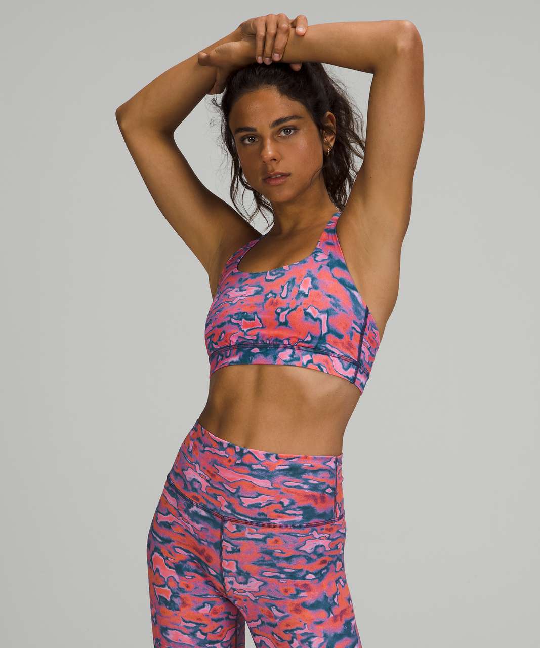 Lululemon Athletica Energy Bra Strappy Sports Bra Multicolor Print