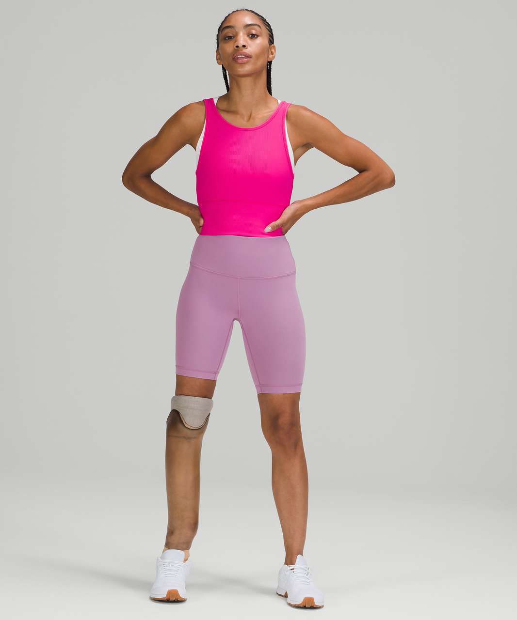 Lululemon Power Pivot Cropped Tank Top *Rib Sonic Pink Tight Fit High Neck