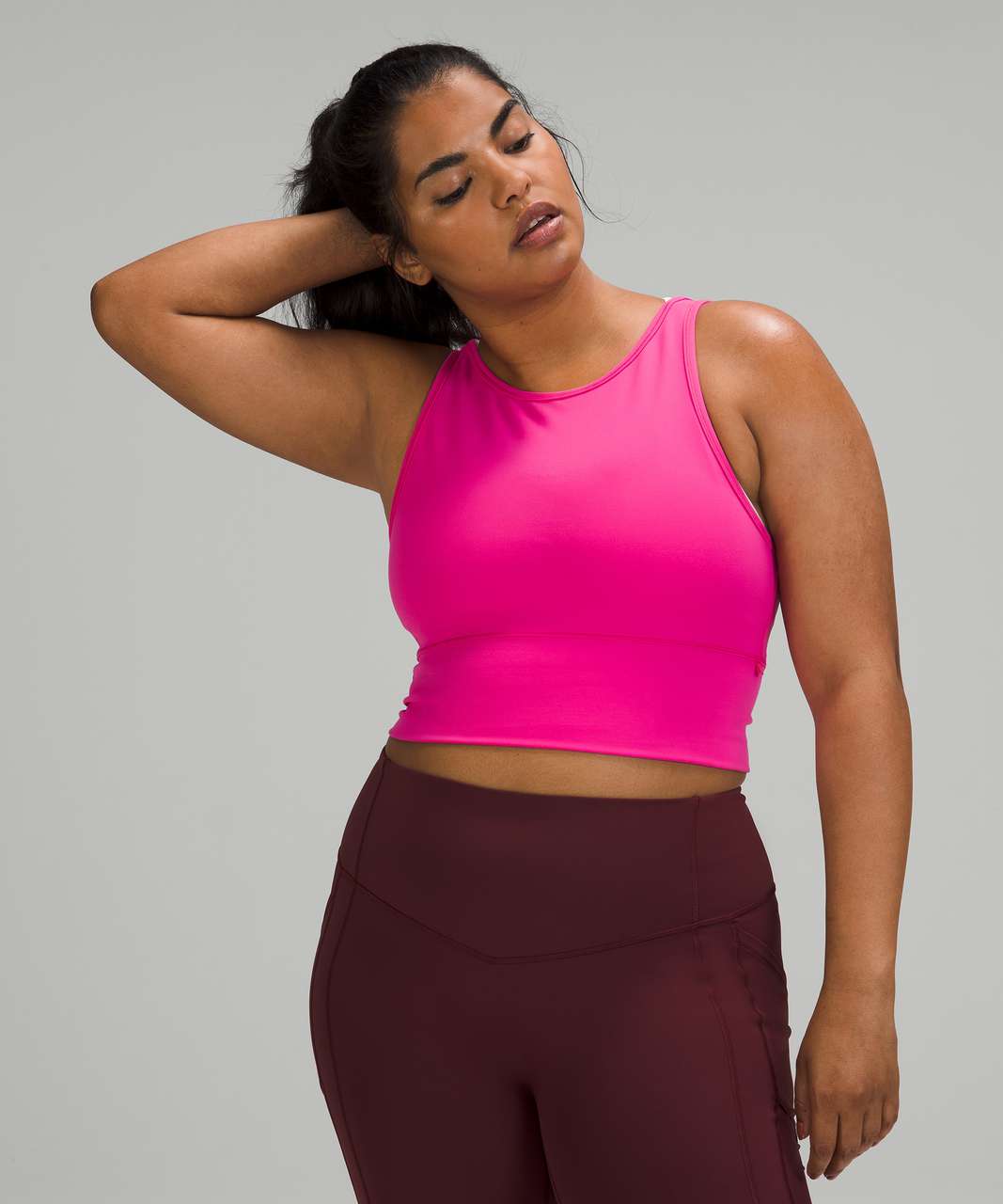 Lululemon Power Pivot Cropped Tank Top *Rib Sonic Pink Tight Fit High Neck