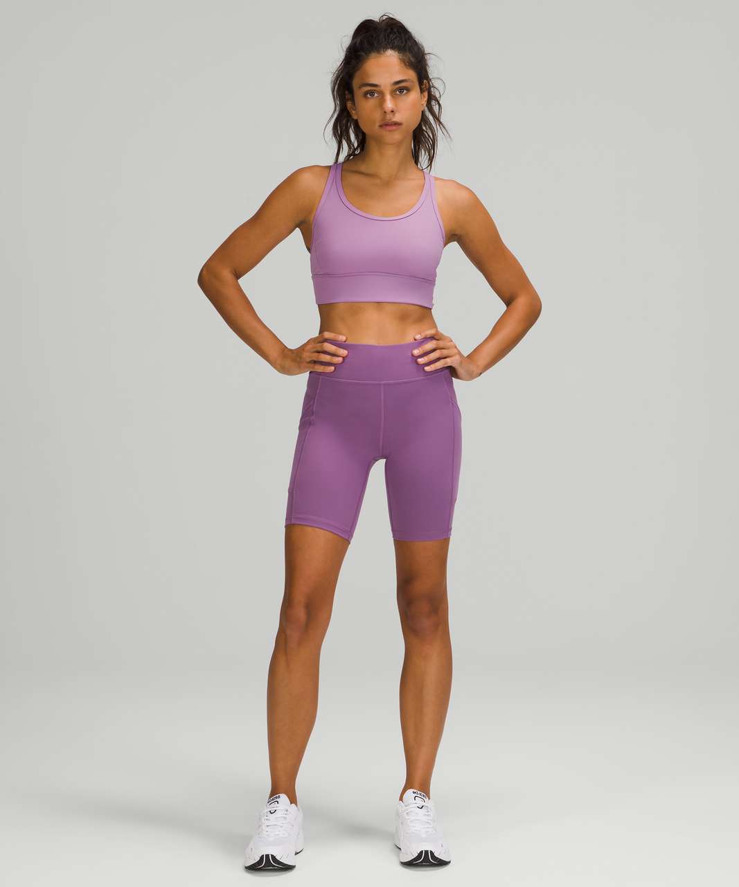 Just received my new Mesh-Back Long Line Train Bra Medium Support in  Wisteria Purple and safe to say it's great. I got size 8 : r/lululemon