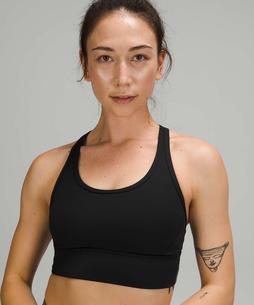 Lululemon 4 Break Free Tank *Nulux Med Support B/C Cup Black Long Line Mesh  Cups