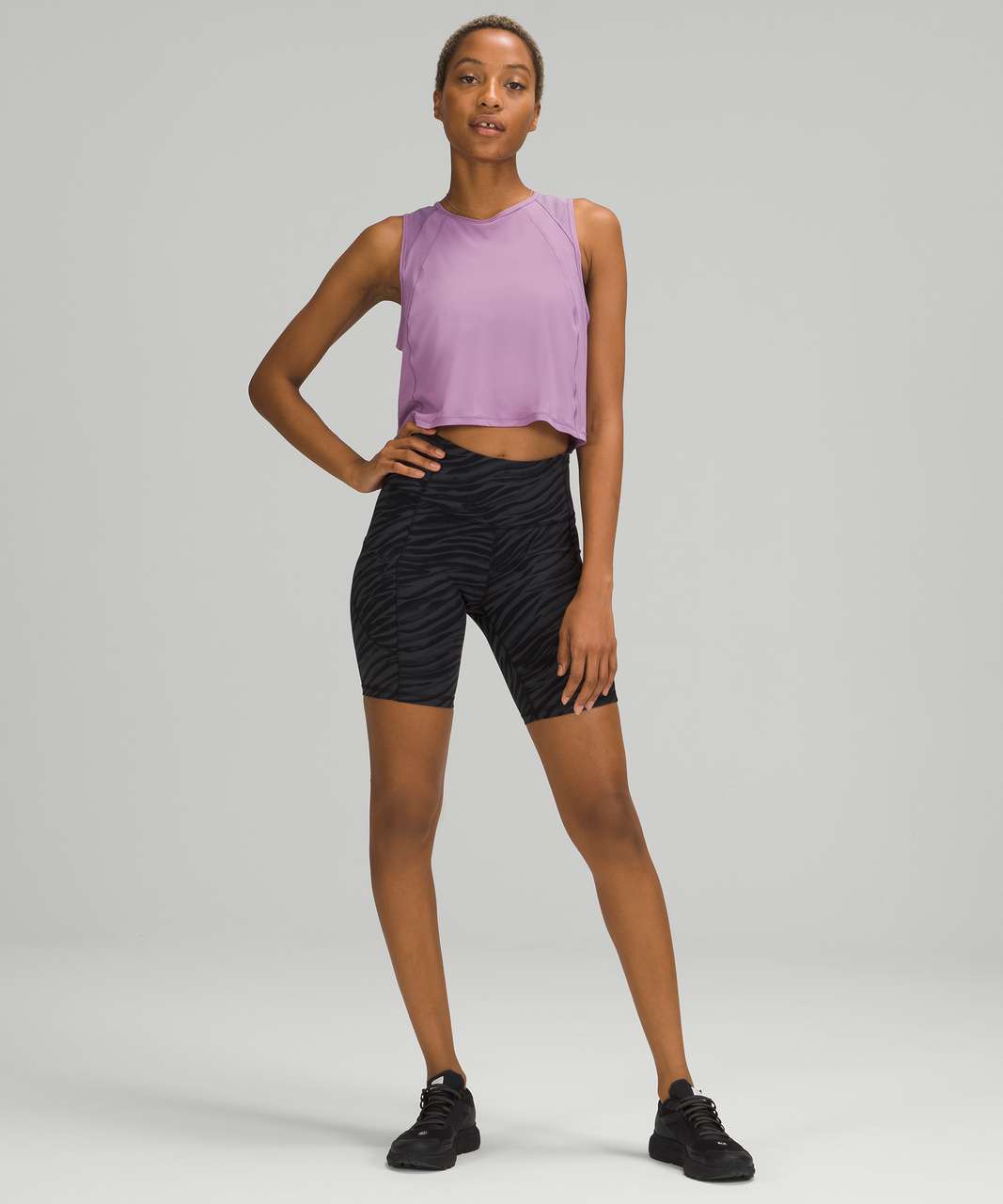 Lululemon Mesh Back Cropped Train Tank Top - Wisteria Purple - lulu fanatics