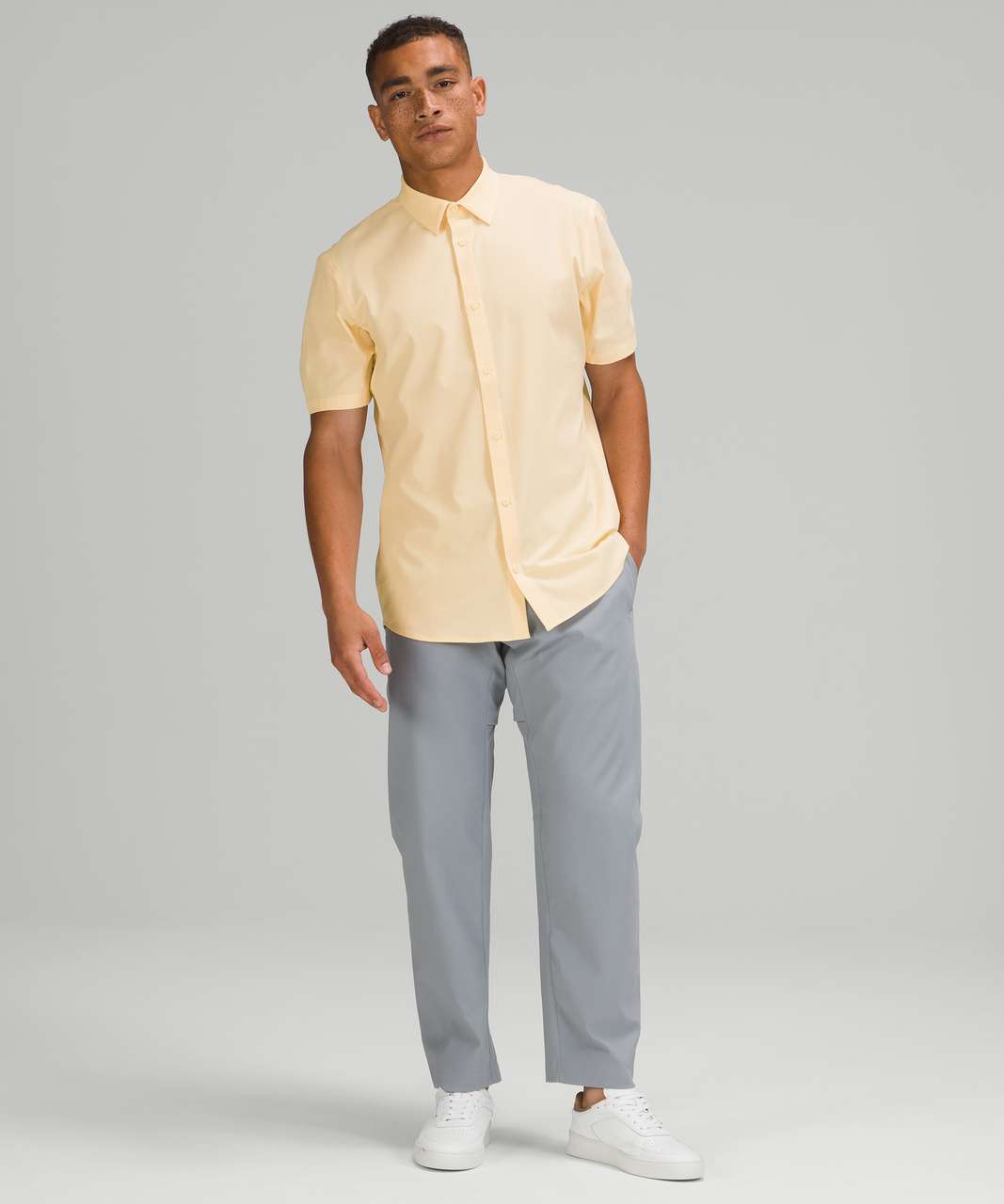 Lululemon Airing Easy Short Sleeve Shirt *Ventlight™ Mesh - Heathered Lemon Chiffon