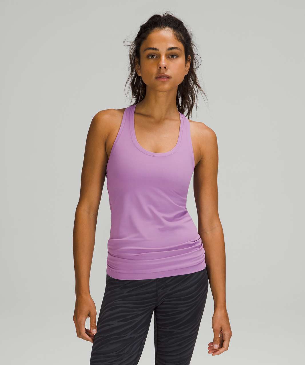 Lululemon Athletica Practice Freely purple and orange layered tank